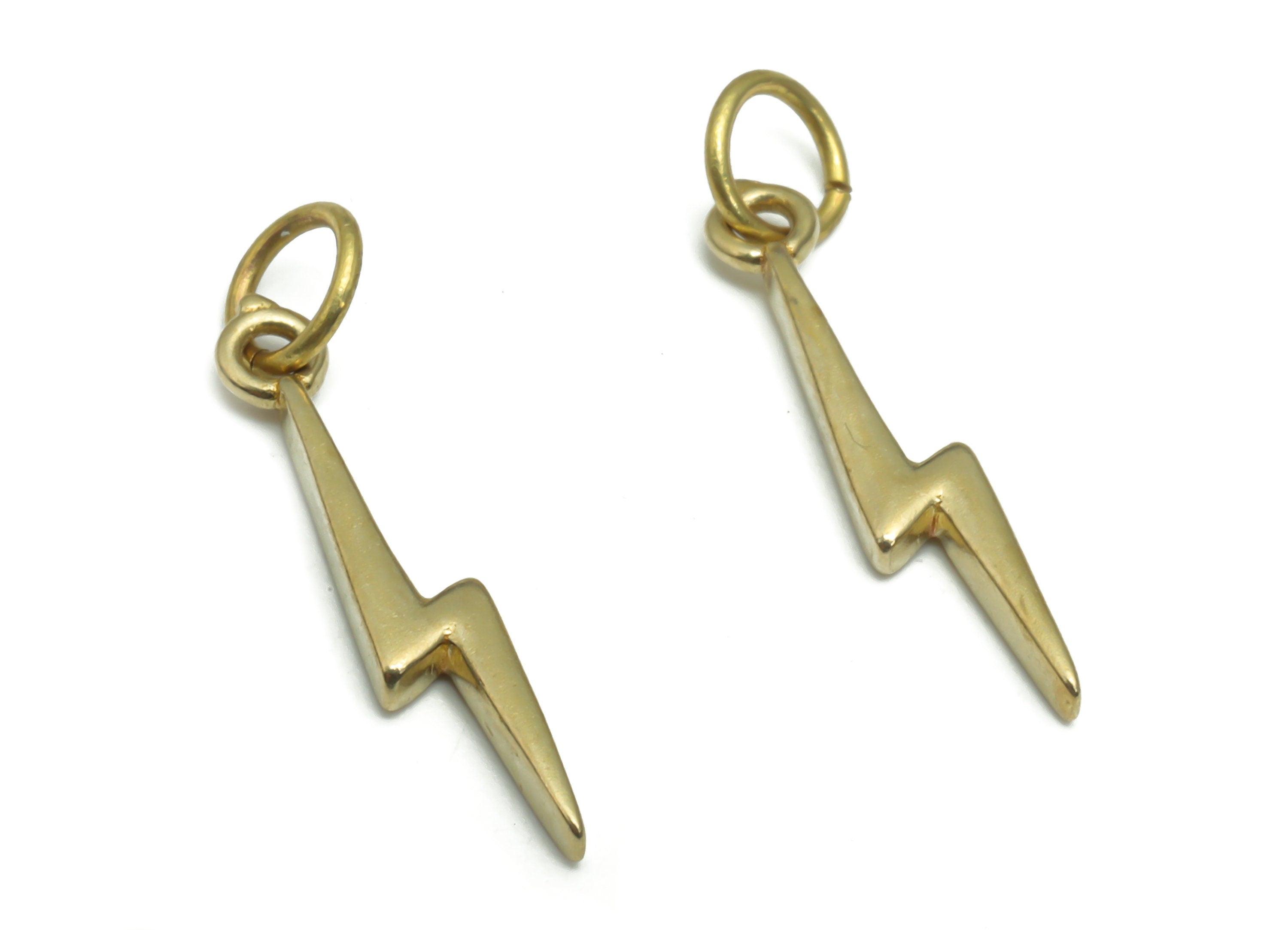 Brass Lightning Flash Earring Charms - Raw Brass Lightning Pendant - Jewelry Making Supplies - 21.39x3.65x1.71mm - PP5154 - DOMEDBAZAAR