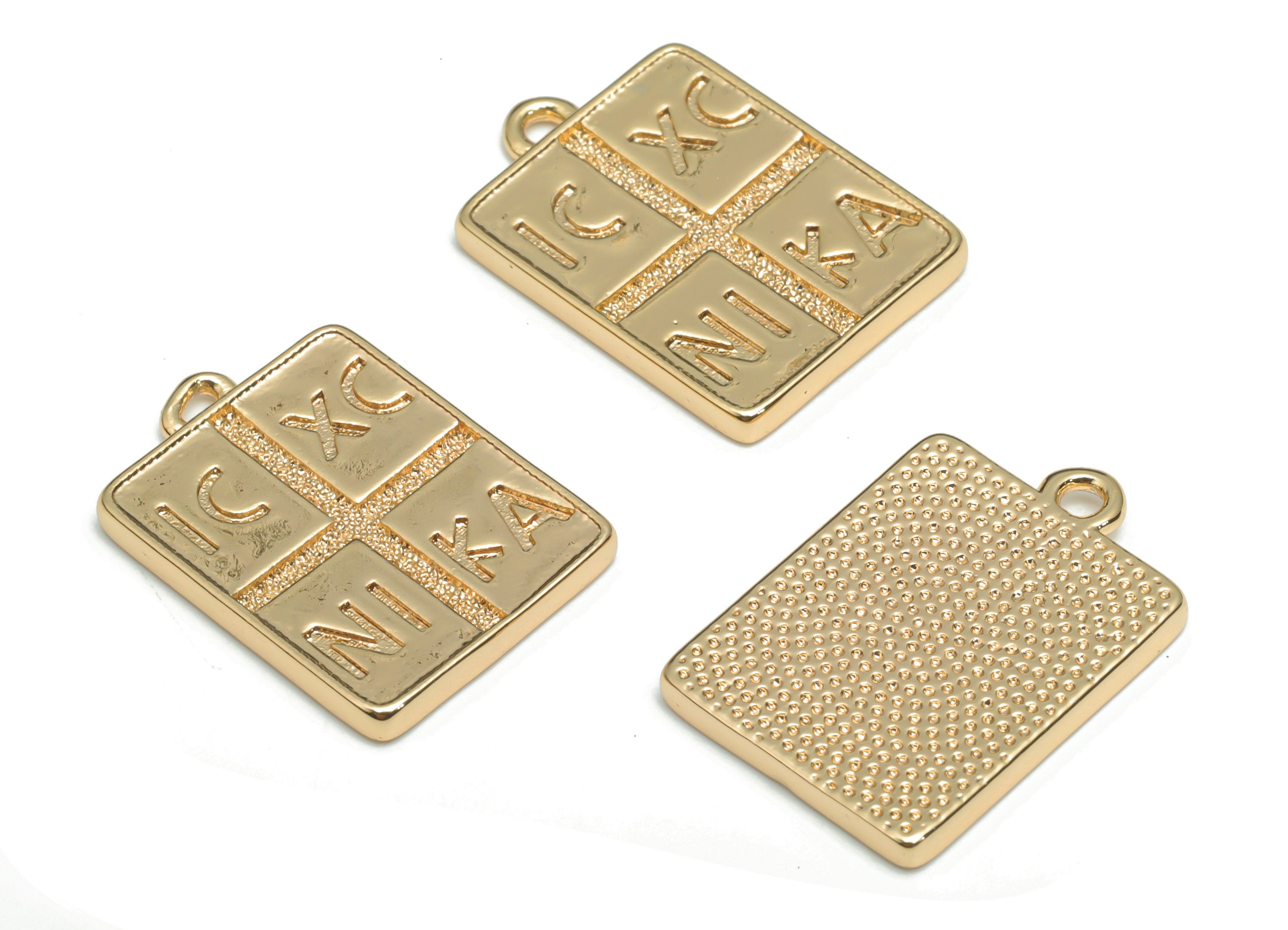 Brass Square Periodic Table Earring Charms - Gold Elements Square Pendant - 18K Real Gold Plated Brass - 19.9x13.82x1.9mm - RGP4336 - DOMEDBAZAAR