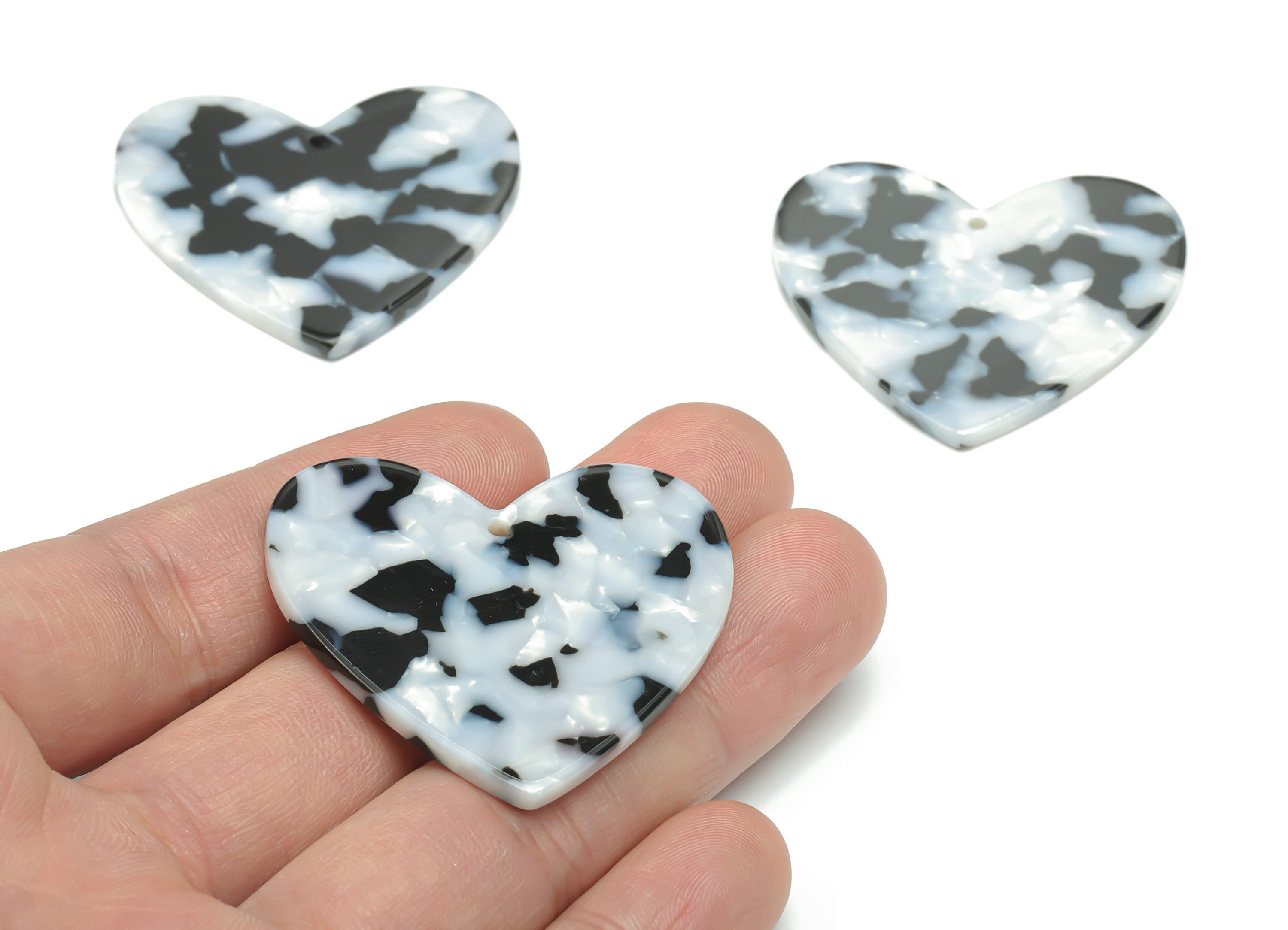 Acetate Heart Earring Charms - Acetate Heart Pendant - Jewelry Making Supplies - Color Code:A15 - 42.31x40.92x2.46mm - AC1746-A15 - DOMEDBAZAAR