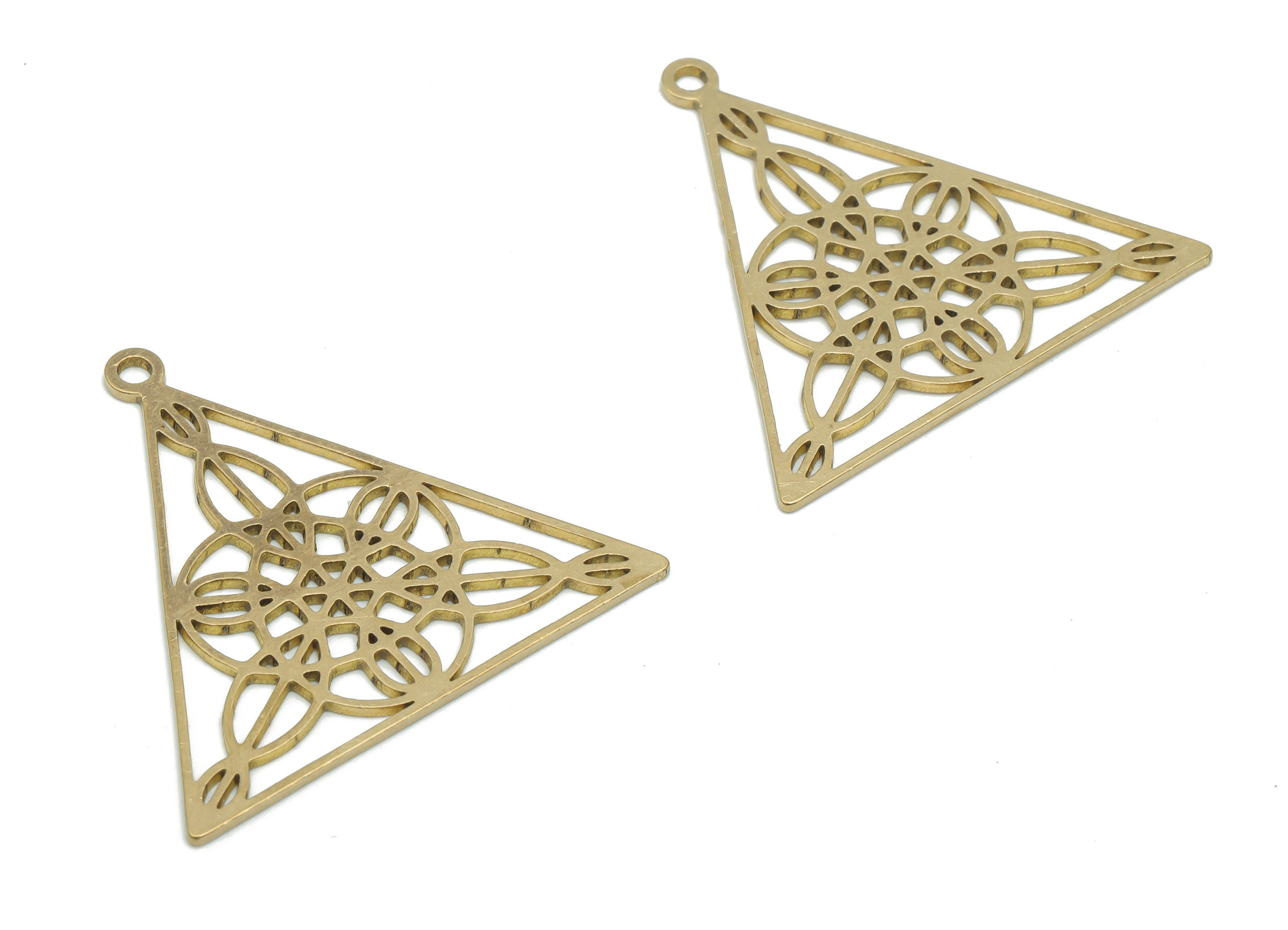Brass Rectangle Flower Earring Charms - Raw Brass Rectangle Flower Pendant - DIY Jewelry Making Supplies - 35.67x34.25x0.82mm - PPA2565 - DOMEDBAZAAR