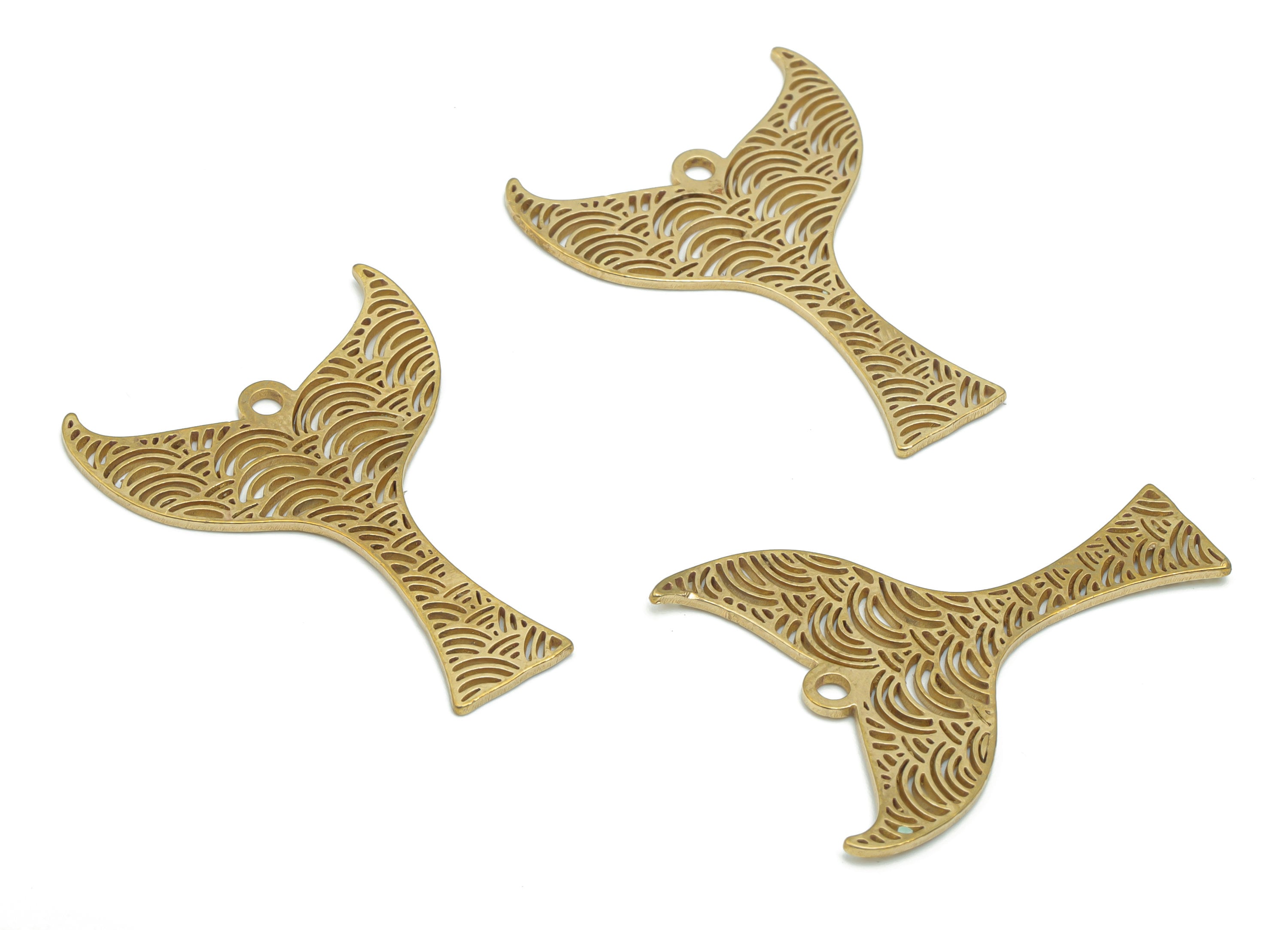 Brass TAil Rainbow Earring Charms - Raw Brass Semicircle TAil Pendant - DIY Jewelry Making Supplies - 39.34x25.88x0.84mm - PPA2053 - DOMEDBAZAAR