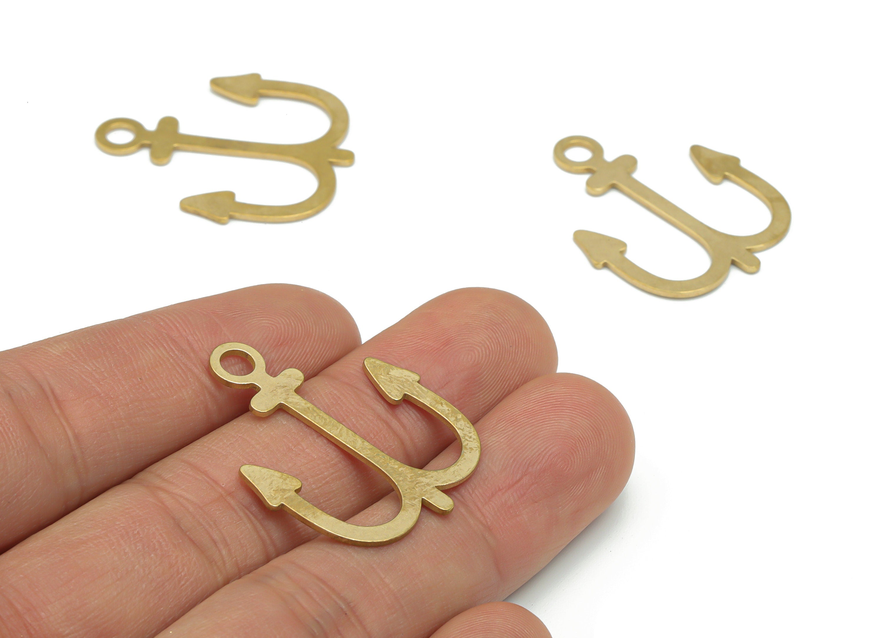 Brass Cross Anchor Earring Charms - Raw Brass Anchor Cross Pendant - DIY Jewelry Making Supplies - 31.93x26.4x0.85mm - PPA2086 - DOMEDBAZAAR