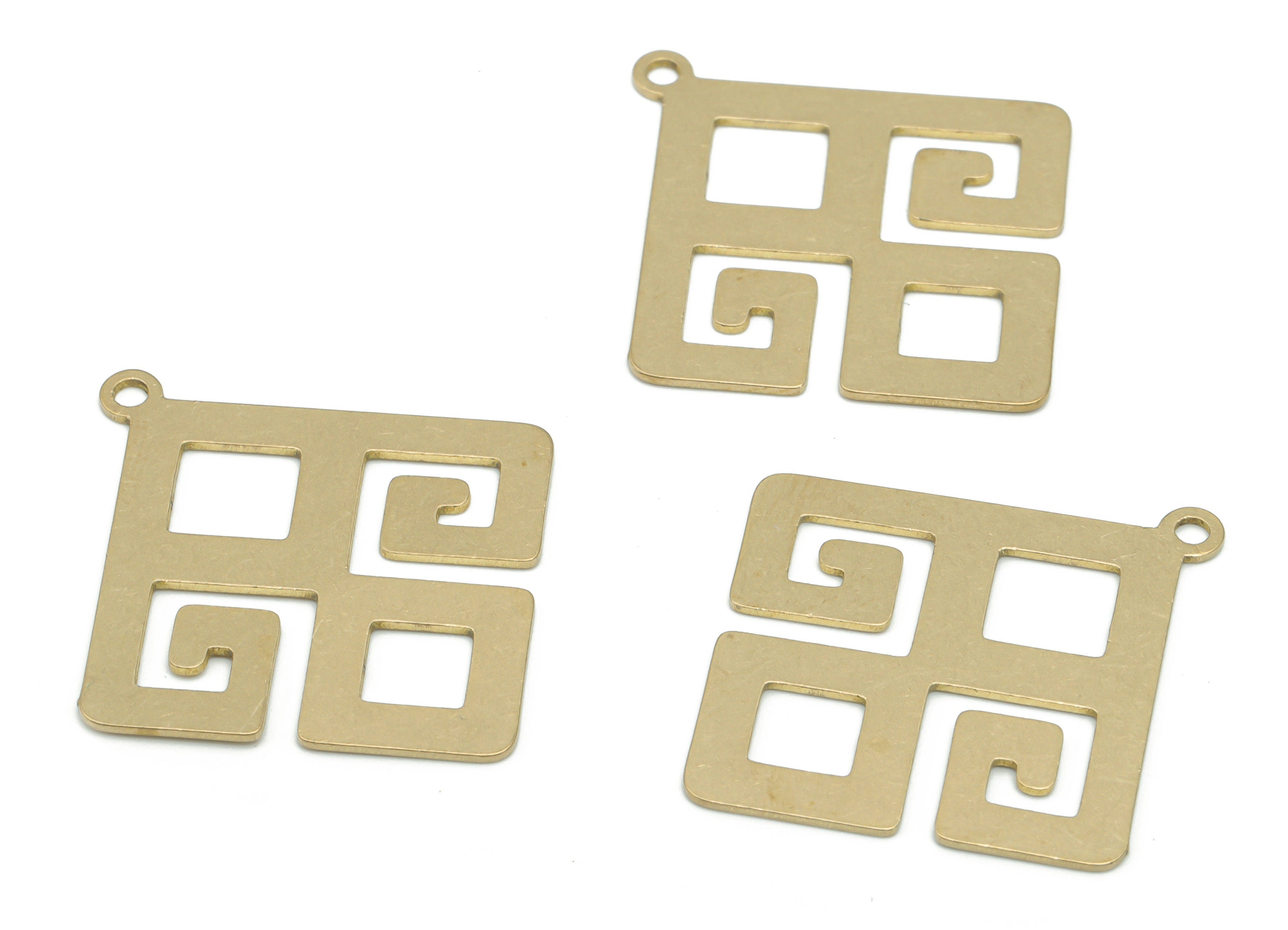 Brass Textured Diamond Square Earring Charms - Raw Brass Iran Carpet Rhombic Square Pendant - Jewelry Supplies - 35.8x32.63x0.67mm - PPA2492 - DOMEDBAZAAR