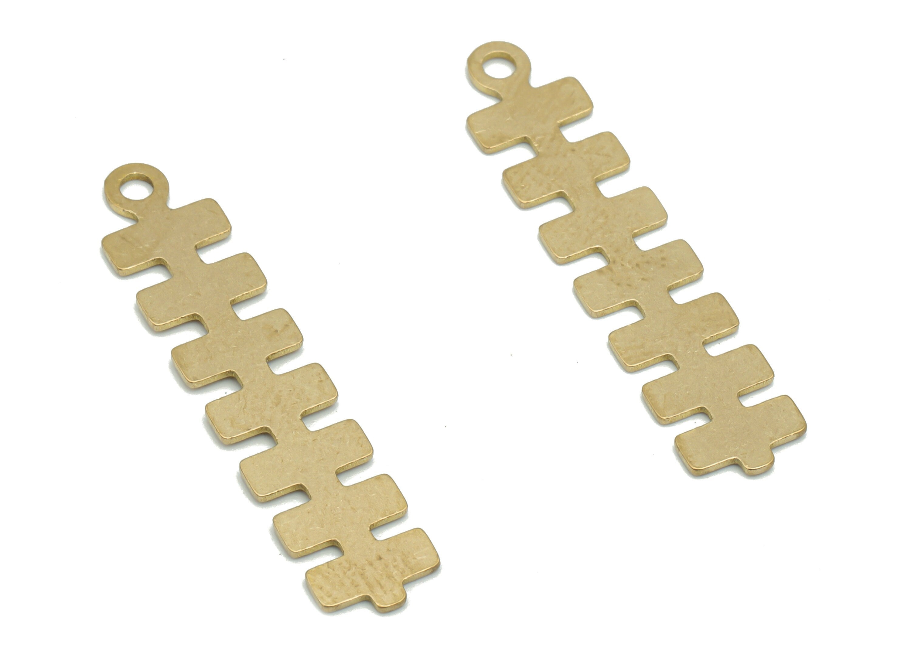 Brass H Rectangle Bar Earring Charms - Raw Brass Rectangle H Pendant - Jewelry Making Supplies - 34.94x7.47x0.61mm - PPA2539 - DOMEDBAZAAR