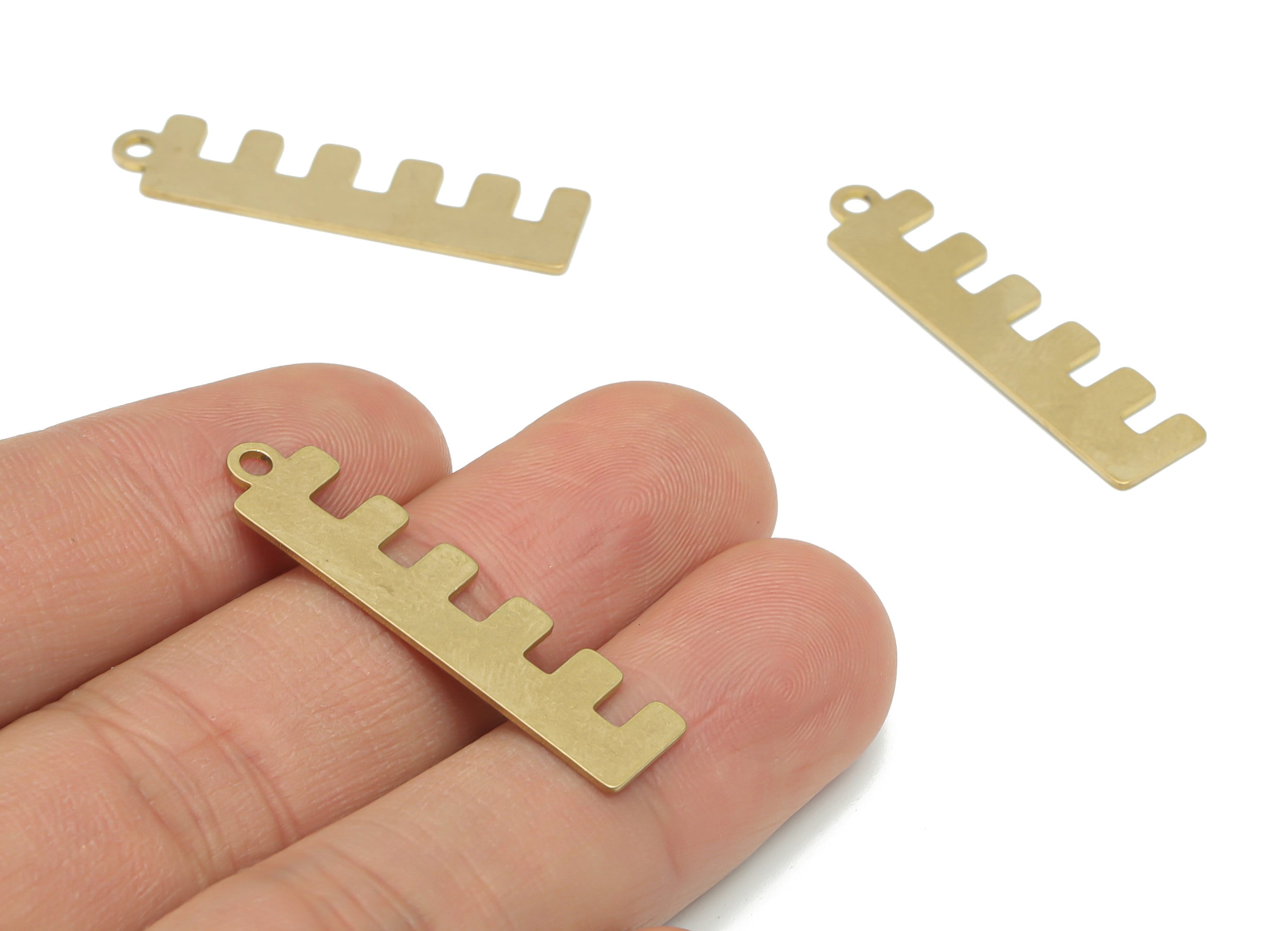 Brass Brush E Rectangle Earring Charms - Raw Brass Rectangle E Pendant - Jewelry Making Supplies - 34.97x8.52x0.63mm - PPA2527 - DOMEDBAZAAR