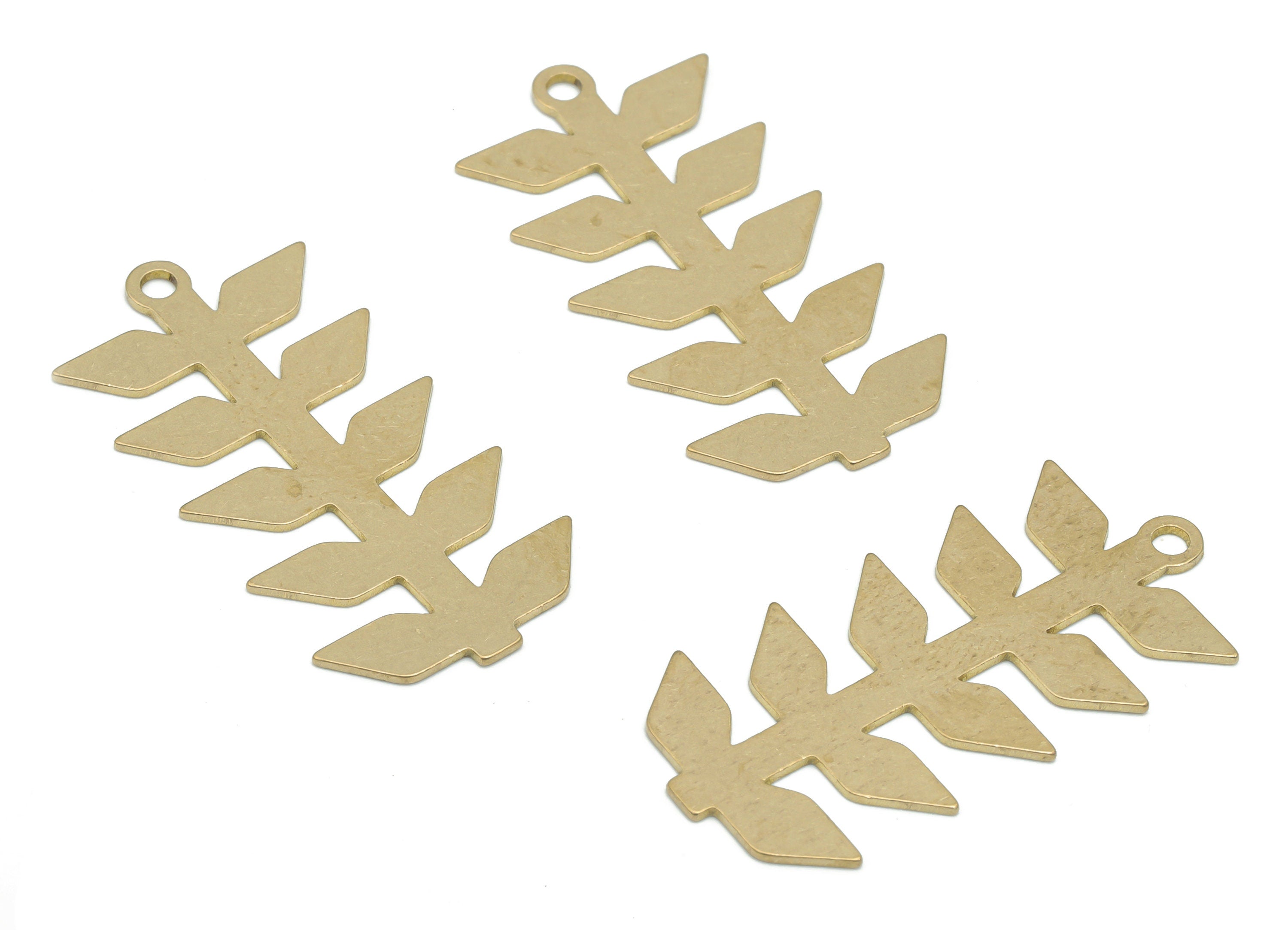 Brass Leafs Earring Charms - Raw Brass Leafs Pendant - DIY Jewelry Making Supplies - 36.05x17.83x0.67mm - PPA2542 - DOMEDBAZAAR