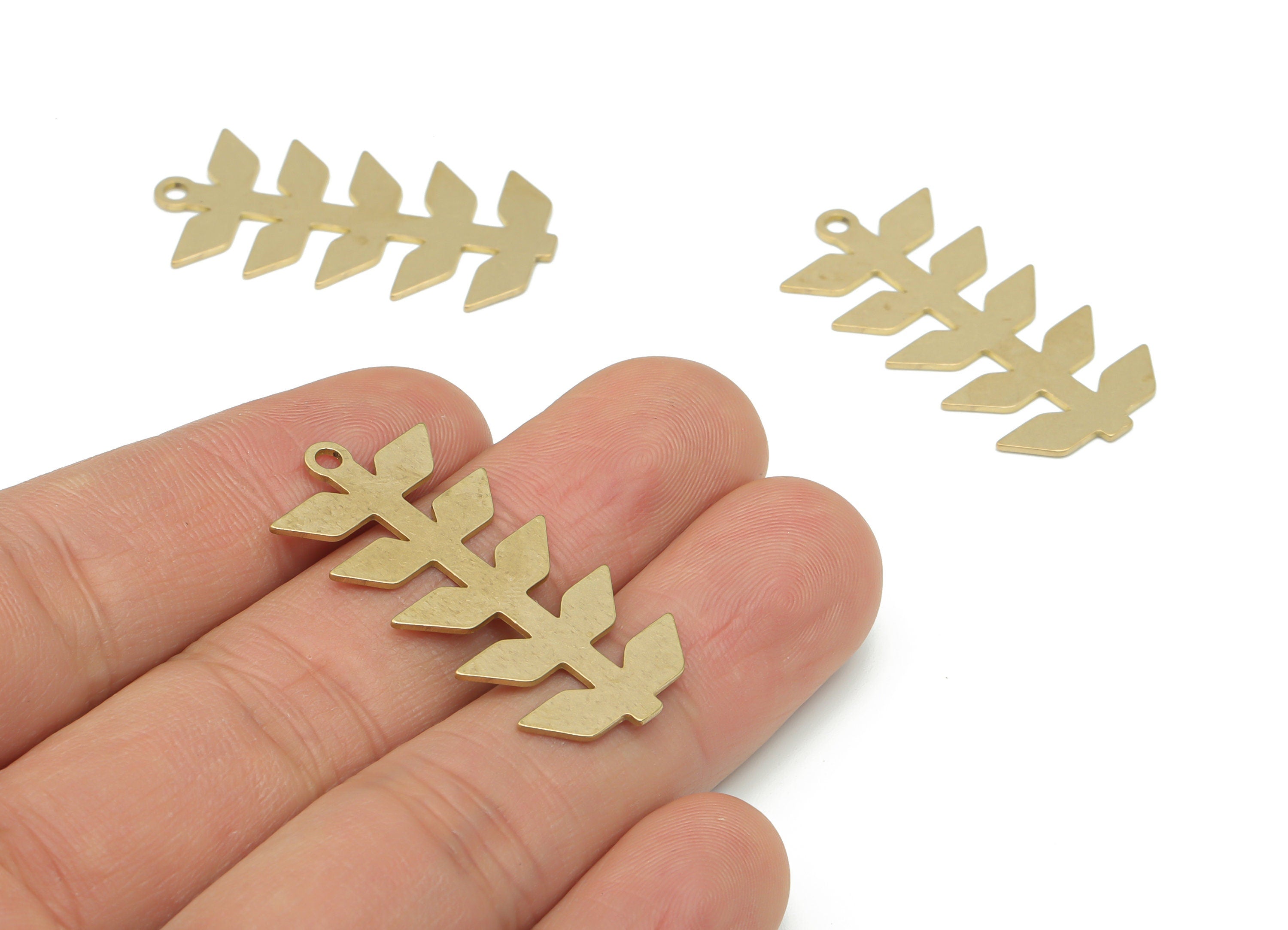 Brass Leafs Earring Charms - Raw Brass Leafs Pendant - DIY Jewelry Making Supplies - 36.05x17.83x0.67mm - PPA2542 - DOMEDBAZAAR