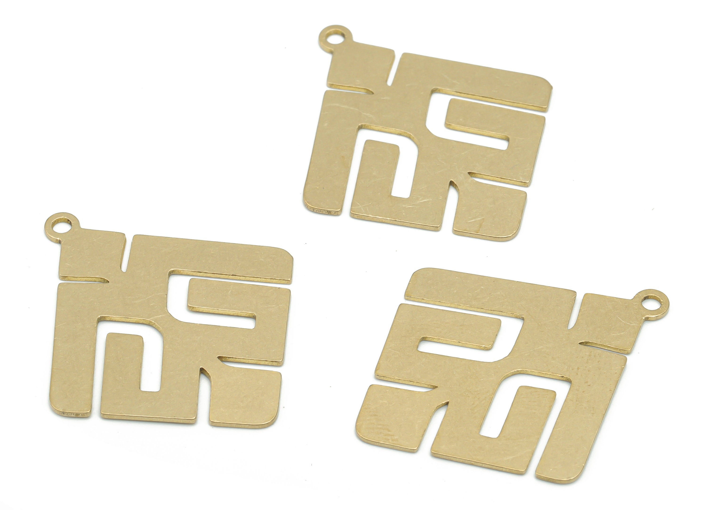 Brass Diamond Earring Charms - Raw Brass Rhombic Pendant - Jewelry Making Supplies - 35.81x30.61x0.65mm - PPA2501 - DOMEDBAZAAR