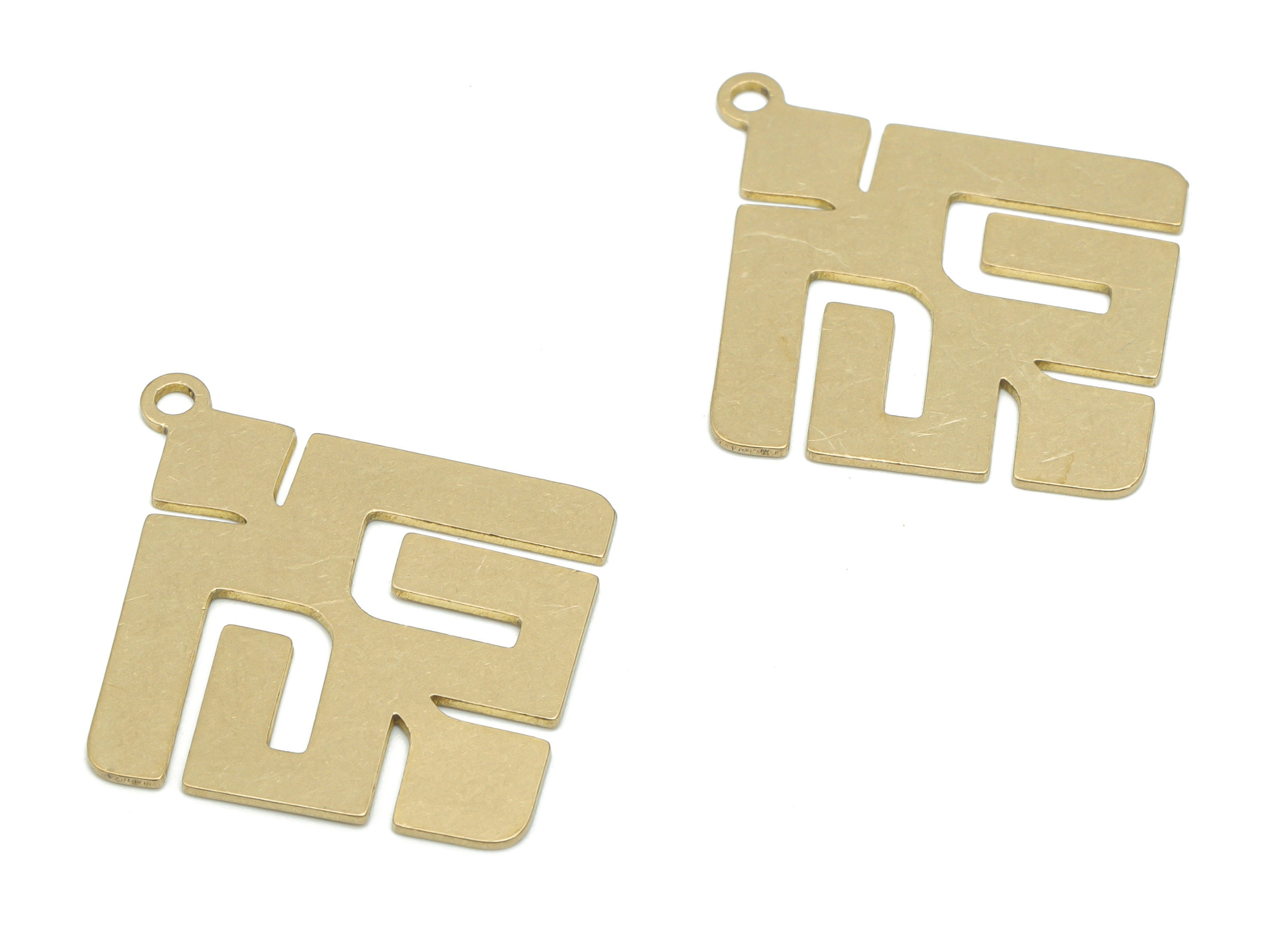 Brass Diamond Earring Charms - Raw Brass Rhombic Pendant - Jewelry Making Supplies - 35.81x30.61x0.65mm - PPA2501 - DOMEDBAZAAR