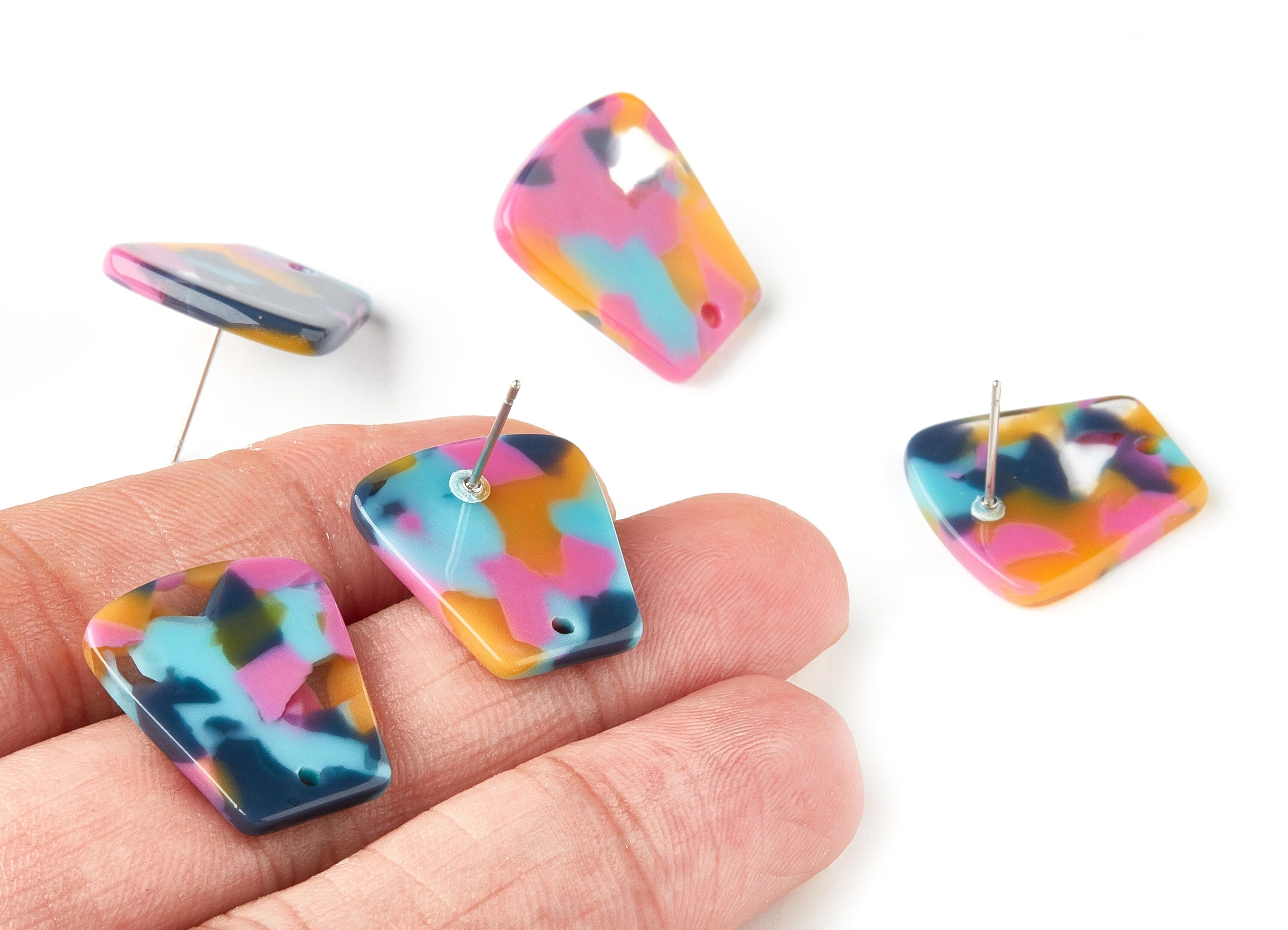 Acetate Trapezoid Earring Stud - Trapezoid Earring Post - Jewelry Making Supplies - Color Code: A258 - 20.9x18.78x2.48mm - AC1591-A258 - DOMEDBAZAAR