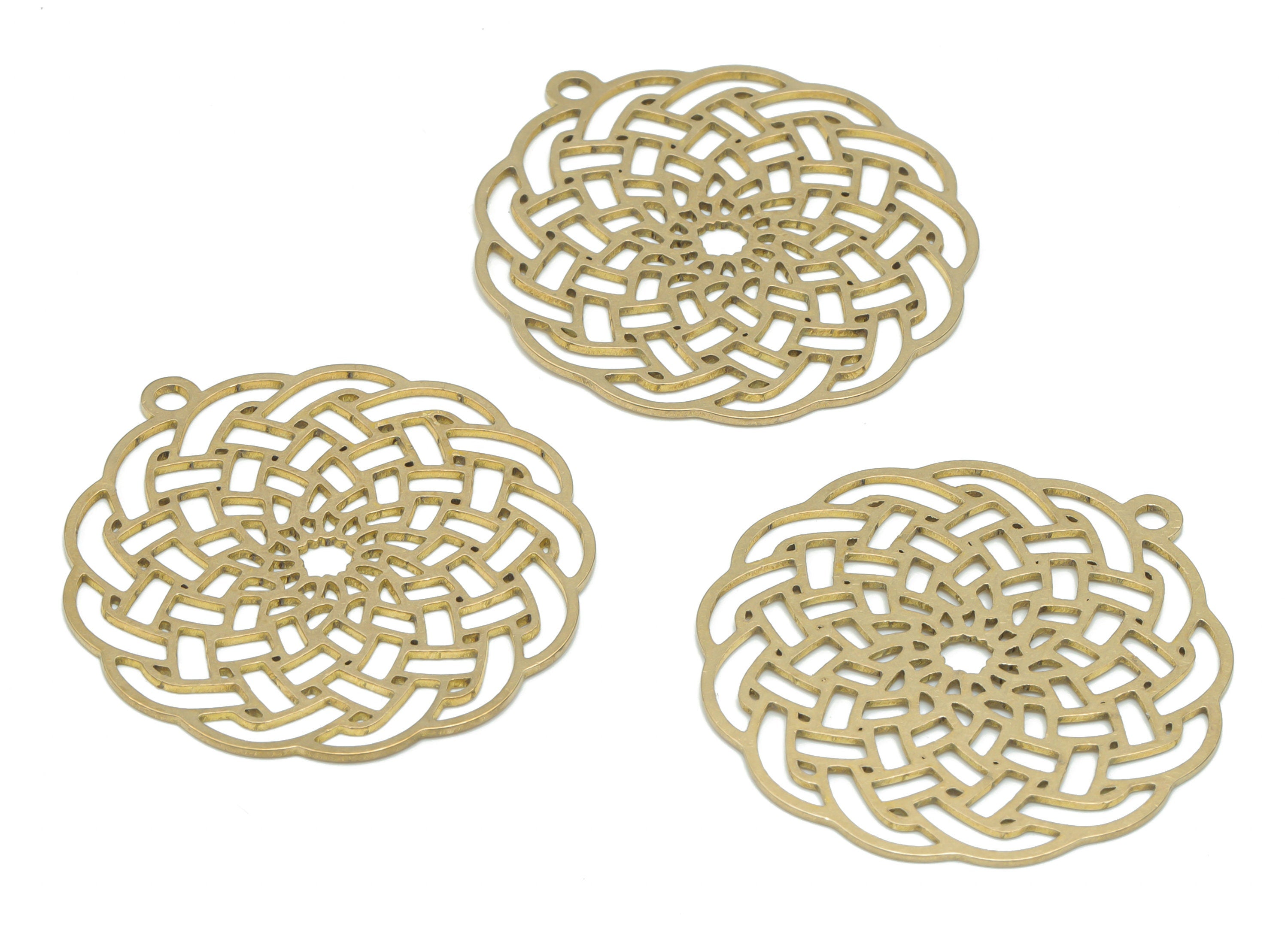 Brass Botanical Flower Sun Earring Charms - Raw Brass Sun Flower Pendant - DIY Jewelry Making Supplies - 35.77x33.26x0.65mm - PPA2777 - DOMEDBAZAAR