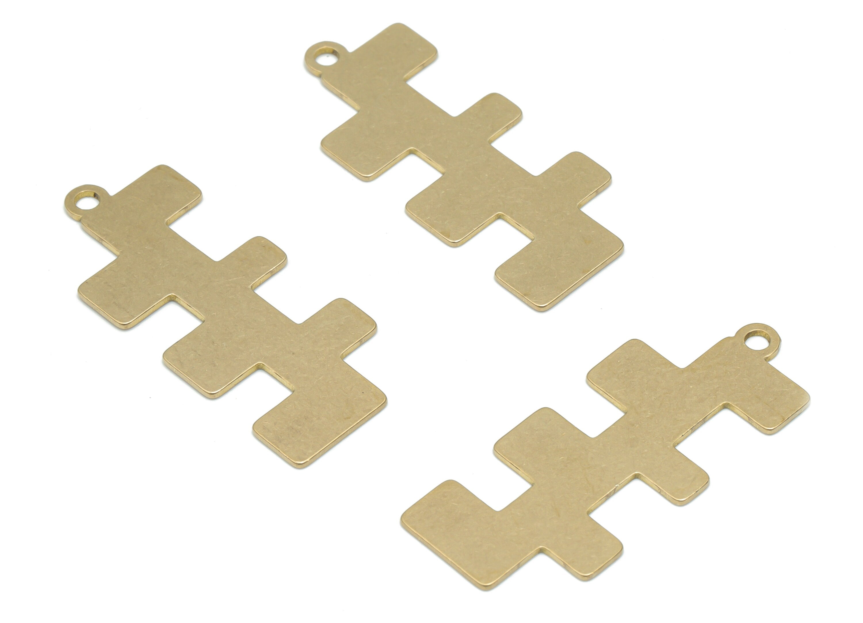 Brass Rectangle Key Fork Earring Charms - Raw Brass Rectangle Y Pendant - Jewelry Making Supplies - 36.15x15.26x0.62mm - PPA2552 - DOMEDBAZAAR