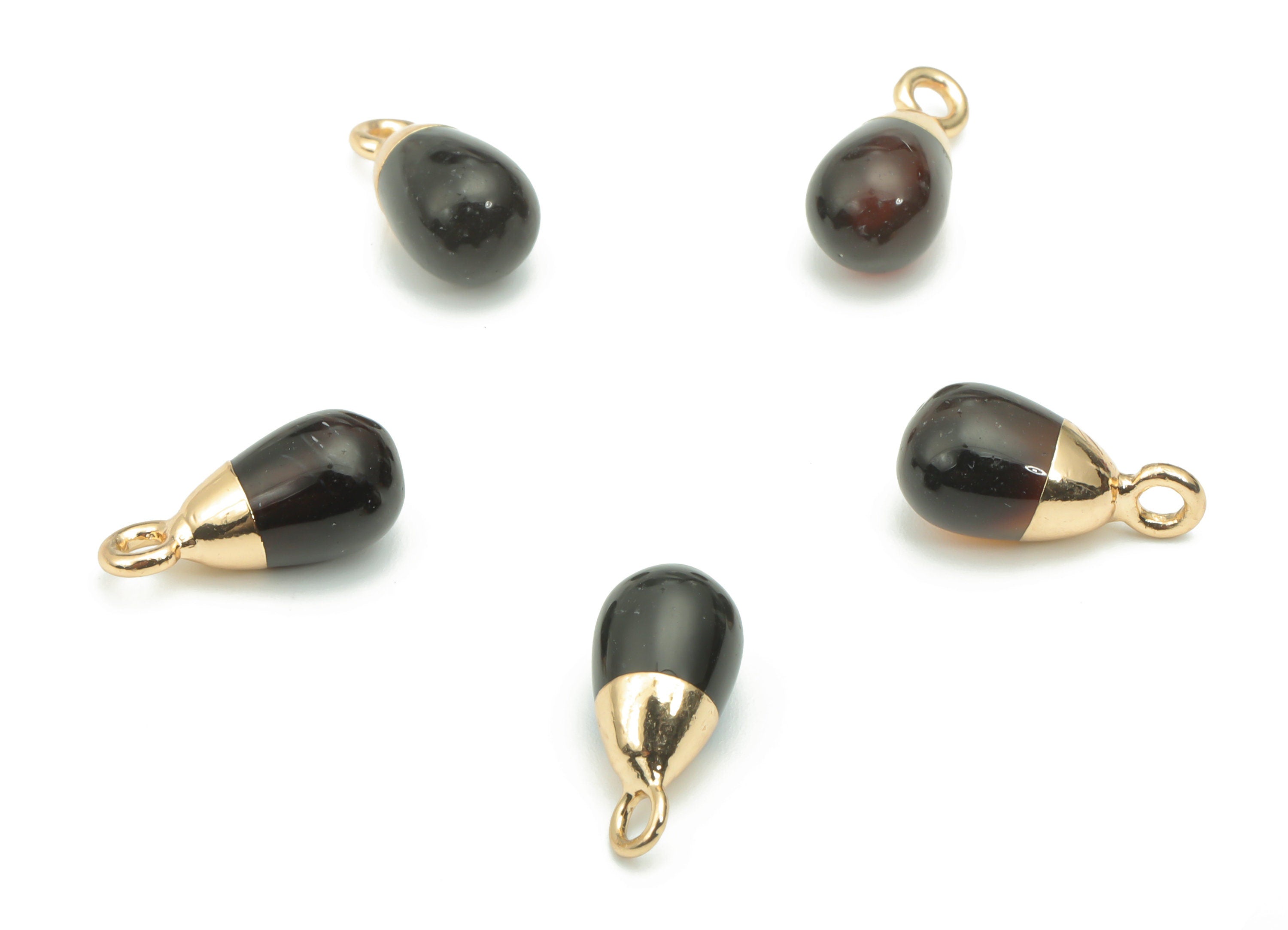 Black Onyx Natural Stone Drop Earring Charms - Brass Beads Pendant - Gold Tone Plated Brass – Jewelry Supplies - 13.99x6.48x6.46mm – NS1645E - DOMEDBAZAAR
