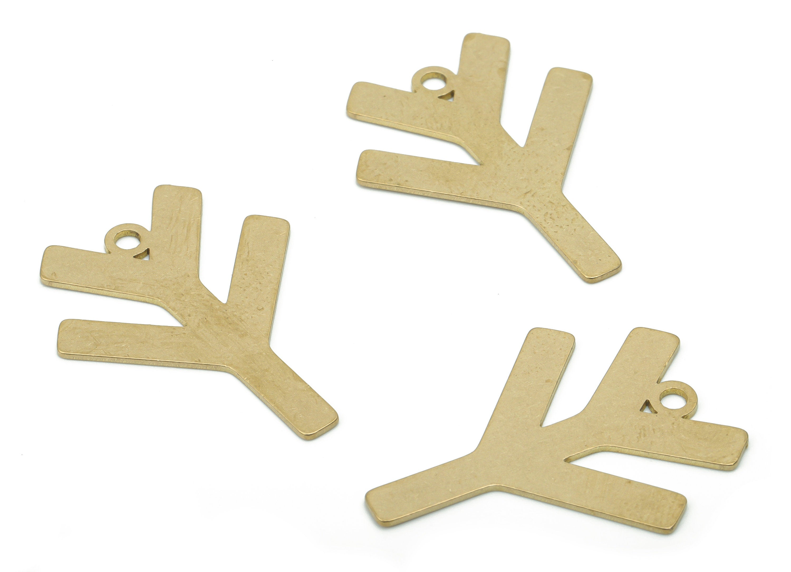 Brass Branch Earring Charms - Raw Brass Branch Pendant - DIY Jewelry Making Supplies - 29.87x23.15x0.67mm - PPA2529 - DOMEDBAZAAR