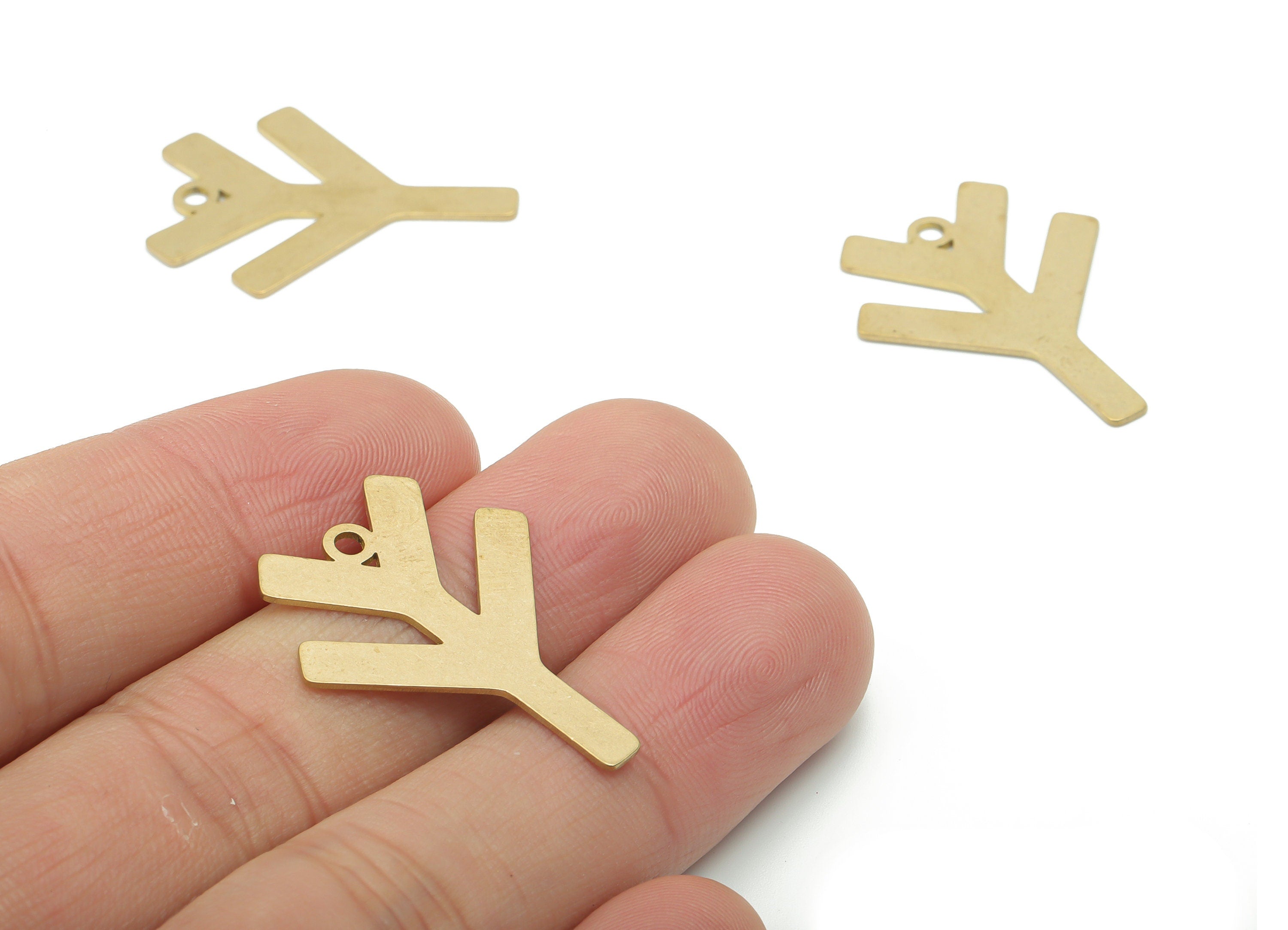 Brass Branch Earring Charms - Raw Brass Branch Pendant - DIY Jewelry Making Supplies - 29.87x23.15x0.67mm - PPA2529 - DOMEDBAZAAR