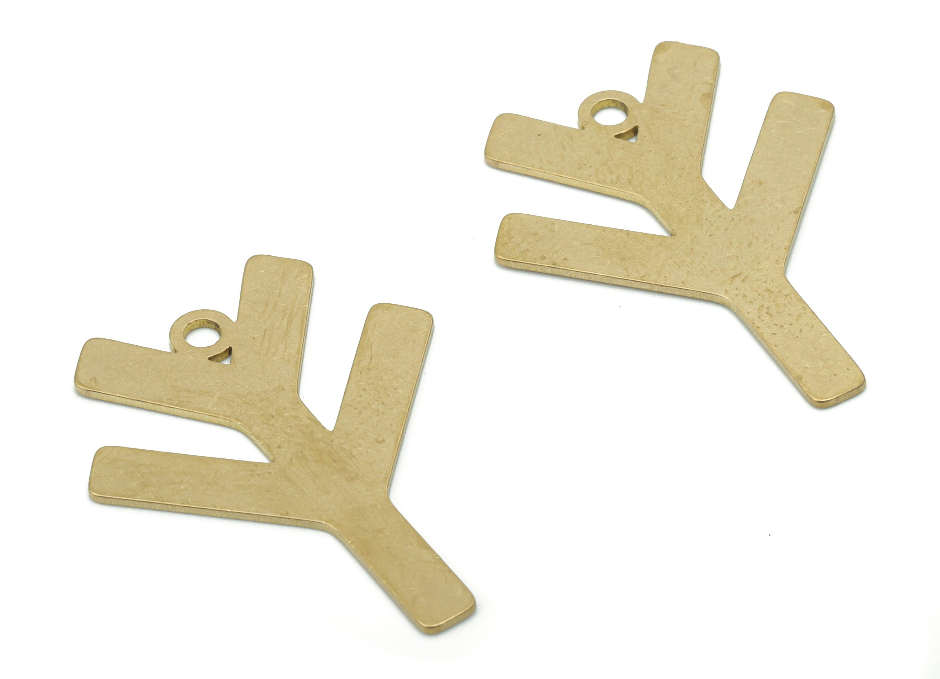 Brass Branch Earring Charms - Raw Brass Branch Pendant - DIY Jewelry Making Supplies - 29.87x23.15x0.67mm - PPA2529 - DOMEDBAZAAR