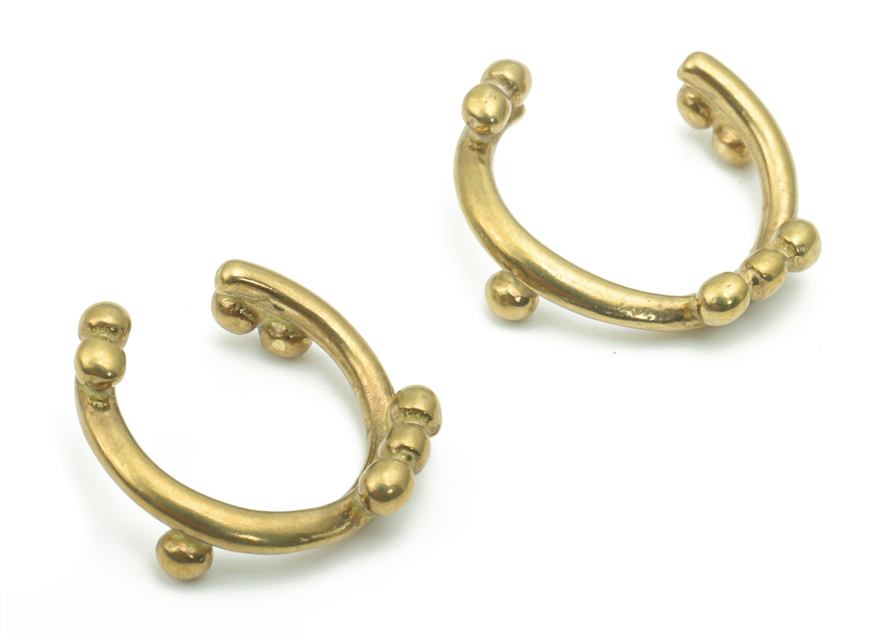 Raw Brass Beads Ear Cuff - Brass Cuff Earrings - Cartilage Ear Cuff - No Piercing Ear Cuff - Jewelry Supplies - 13.78x13.45x2.15mm - PP5188 - DOMEDBAZAAR