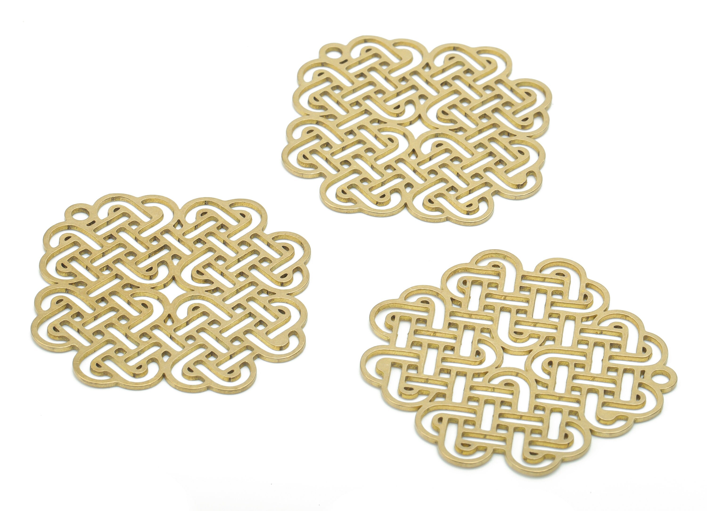 Brass Knitting Knot Earring Charms - Raw Brass Square Snakes Pendant - DIY Jewelry Making Supplies - 34.7x33.5x0.64mm - PPA2757 - DOMEDBAZAAR