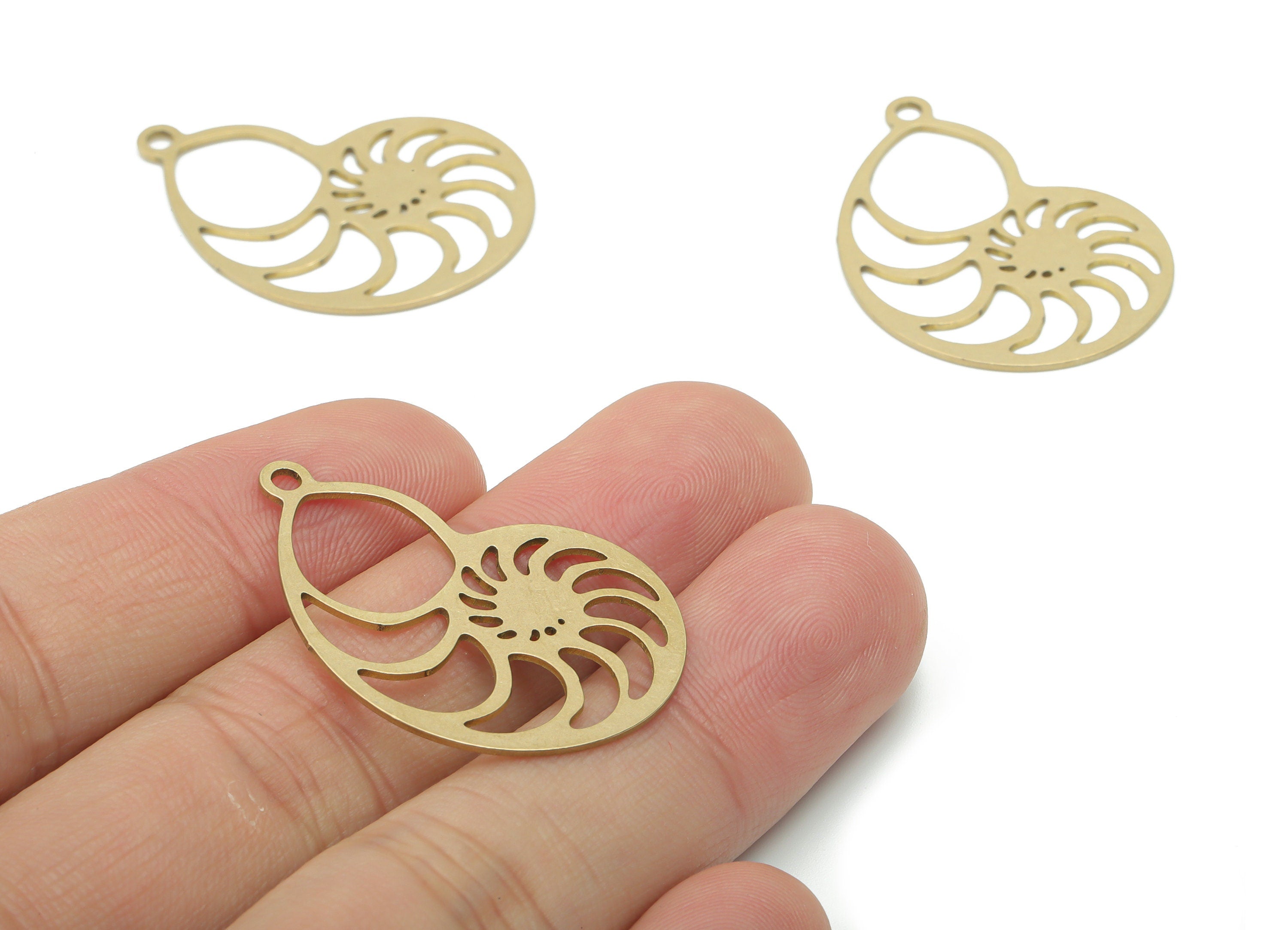 Brass Snail Earring Charms - Raw Brass Snail Pendant - DIY Jewelry Making Supplies - 34.73x23.36x0.66mm - PPA2981 - DOMEDBAZAAR
