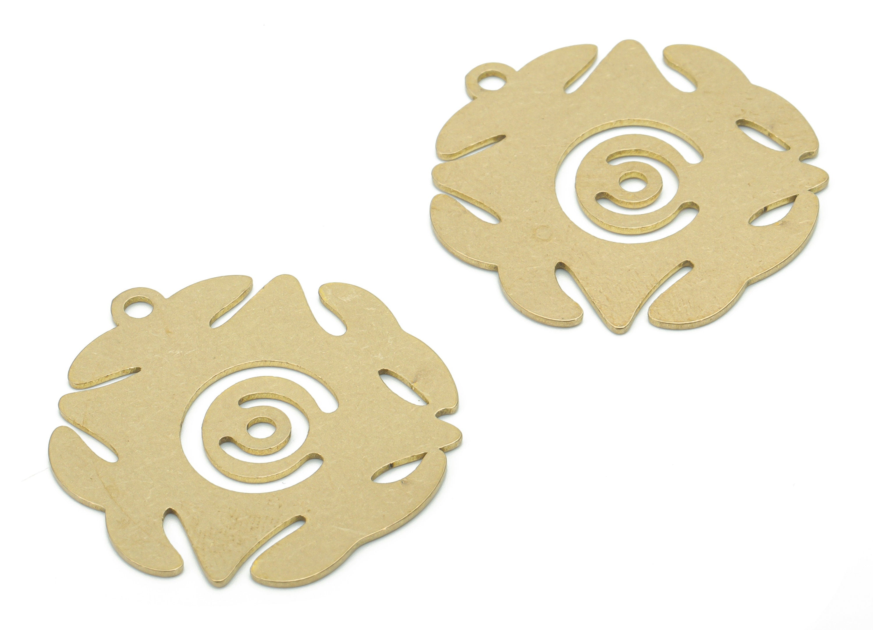 Brass Round Abstract Earring Charms - Raw Brass Abstract Circle Pendant - DIY Jewelry Making Supplies - 29.45x27.32x0.65mm - PPA2673 - DOMEDBAZAAR