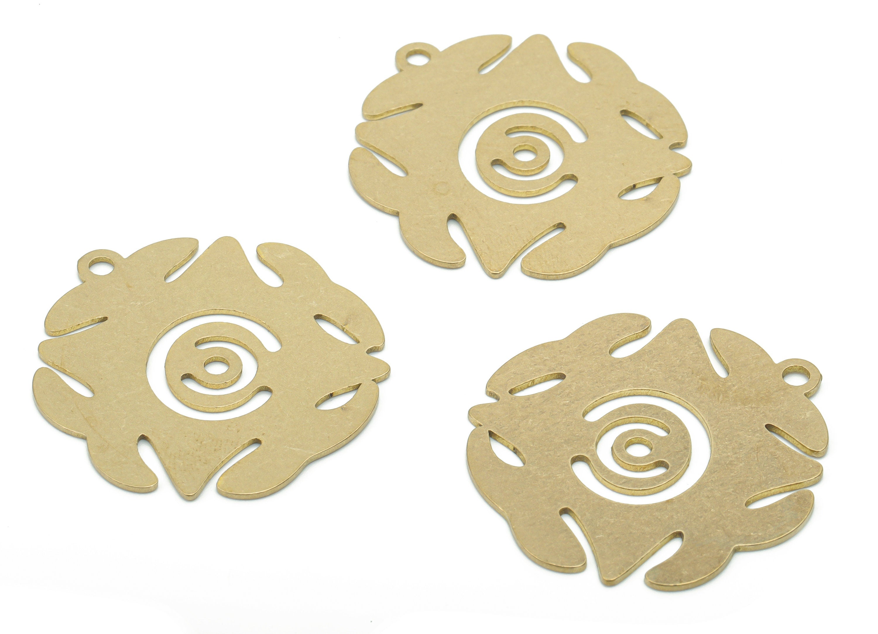 Brass Round Abstract Earring Charms - Raw Brass Abstract Circle Pendant - DIY Jewelry Making Supplies - 29.45x27.32x0.65mm - PPA2673 - DOMEDBAZAAR