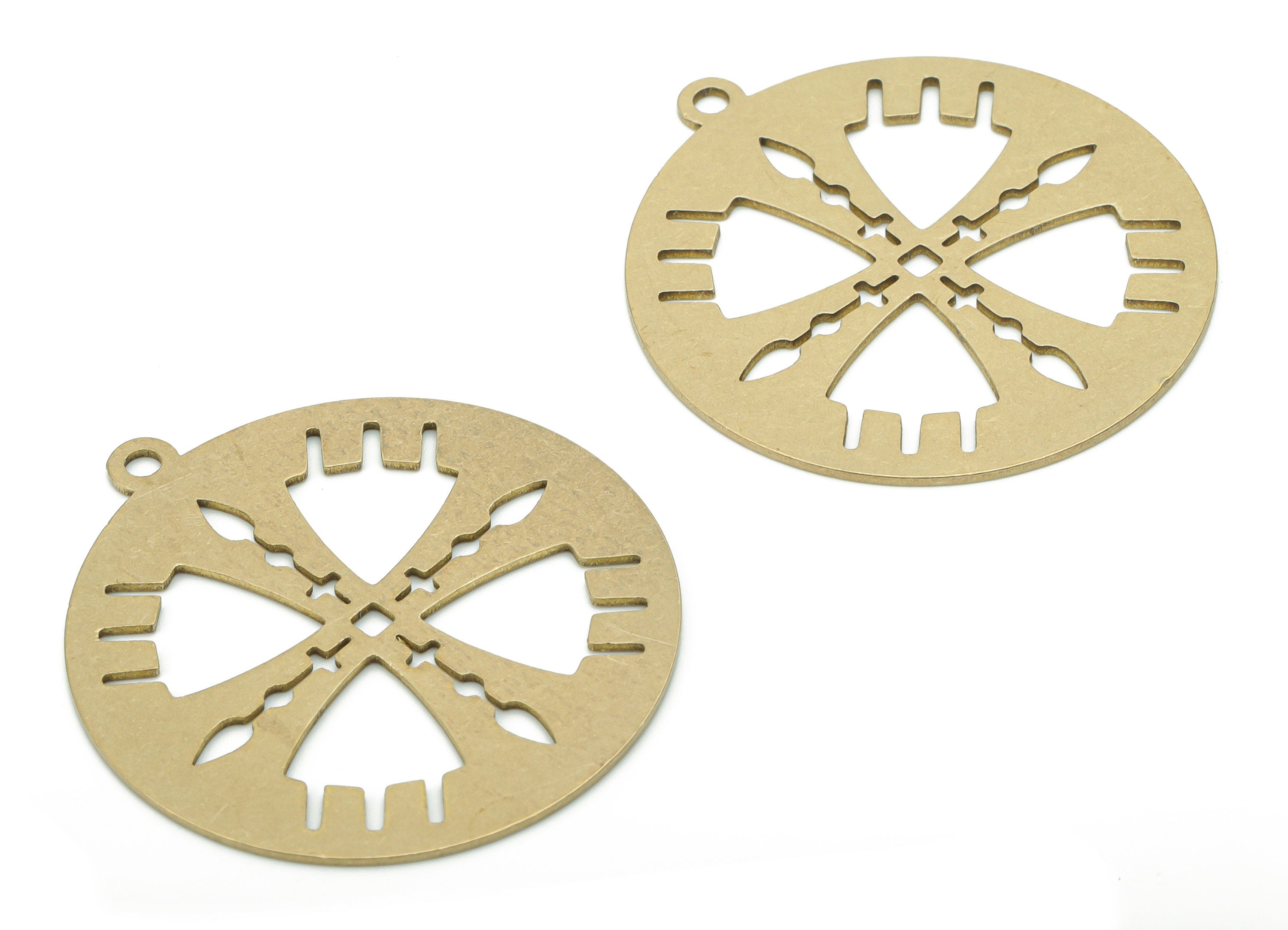 Brass Round Triangles Earring Charms - Raw Brass Arrow Drop Square Pendant - DIY Jewelry Making Supplies - 34.94x31.94x0.68mm - PPA2576 - DOMEDBAZAAR