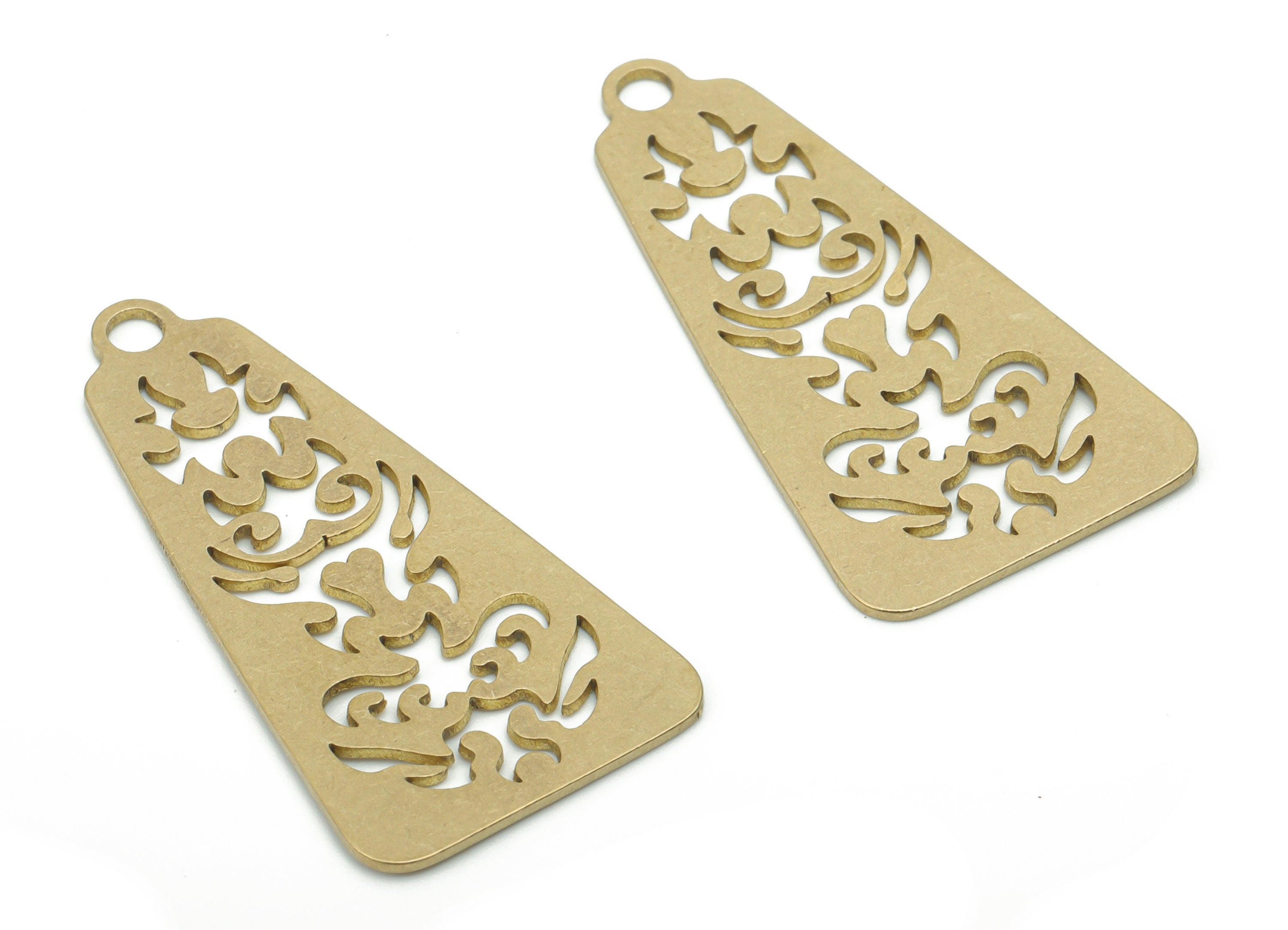 Brass Trapezoid Symbolize Earring Charms - Raw Brass Symbolize Trapezoid Pendant - DIY Jewelry Making Supplies - 34.8x17.56x0.6mm - PPA2827 - DOMEDBAZAAR