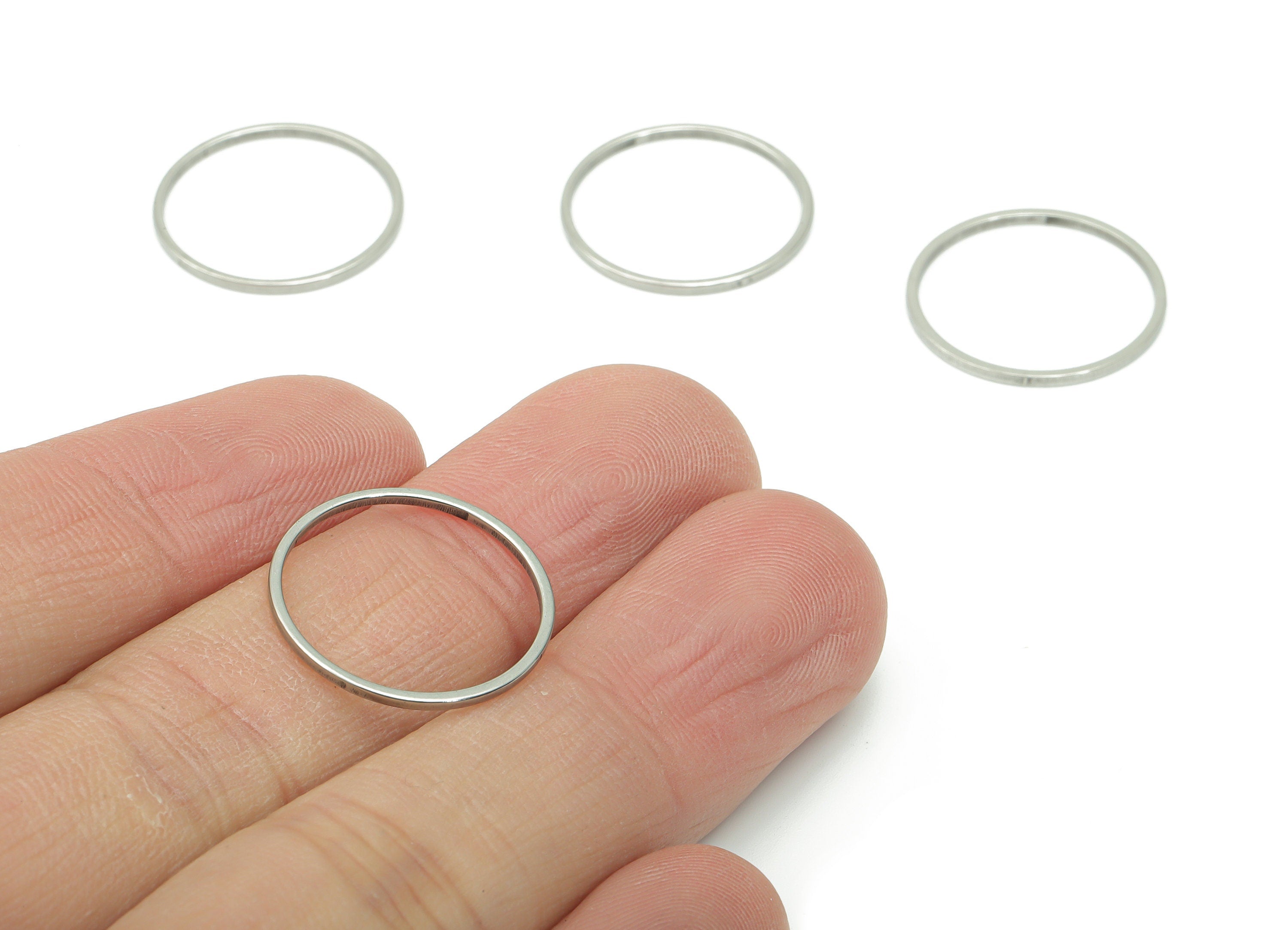 Stainless Steel 201 Round Hoop Connector - 19*1*1mm - Stainless Steel 201 Circle Ring Links - Jewelry Supplies - 18.78x18.78x1mm - SS1367-19 - DOMEDBAZAAR
