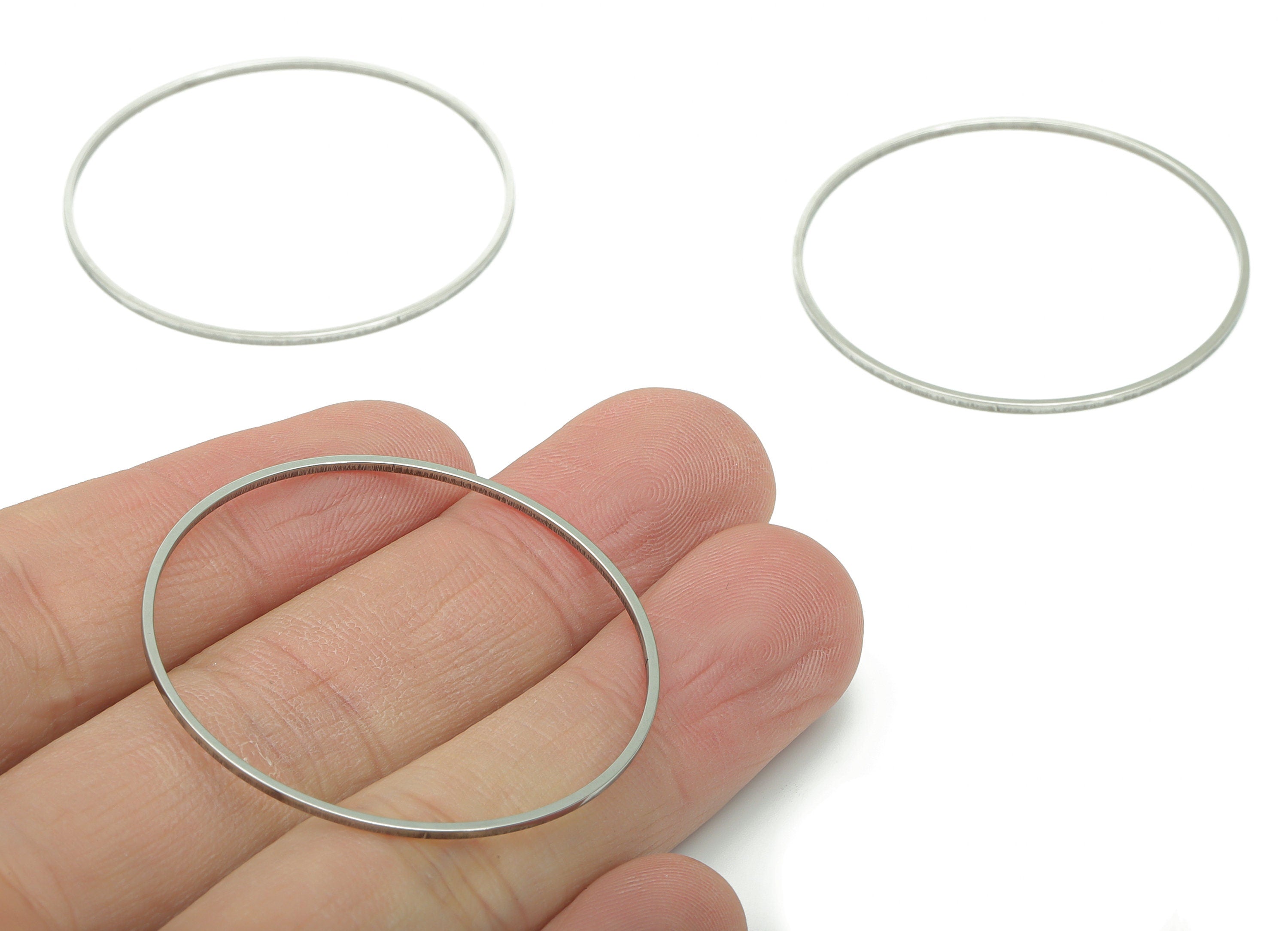 Stainless Steel 201 Round Hoop Connector - 40*1*1mm - Stainless Steel 201 Circle Ring Links - Jewelry Supplies - 39.89x39.89x1mm - SS1367-40 - DOMEDBAZAAR