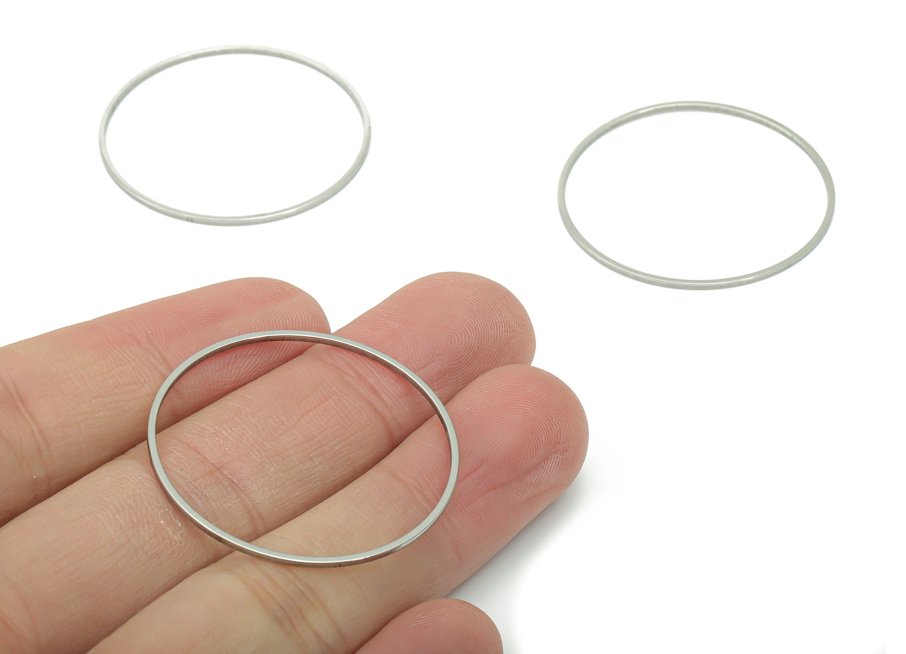 Stainless Steel 201 Round Hoop Connector - 35*1*1mm - Stainless Steel 201 Circle Ring Links - Jewelry Supplies - 34.76x34.76x1mm - SS1367-35 - DOMEDBAZAAR