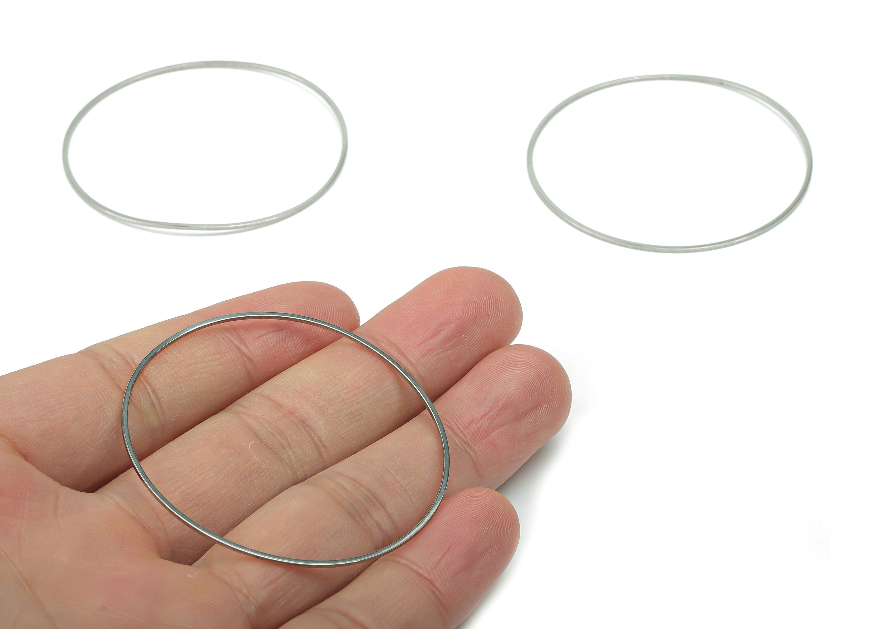 Stainless Steel 201 Round Hoop Earring Connector - 50*0.8*0.8mm - Stainless Steel 201 Circle Ring Links - 49.72x49.72x0.77mm - SS1368-50 - DOMEDBAZAAR