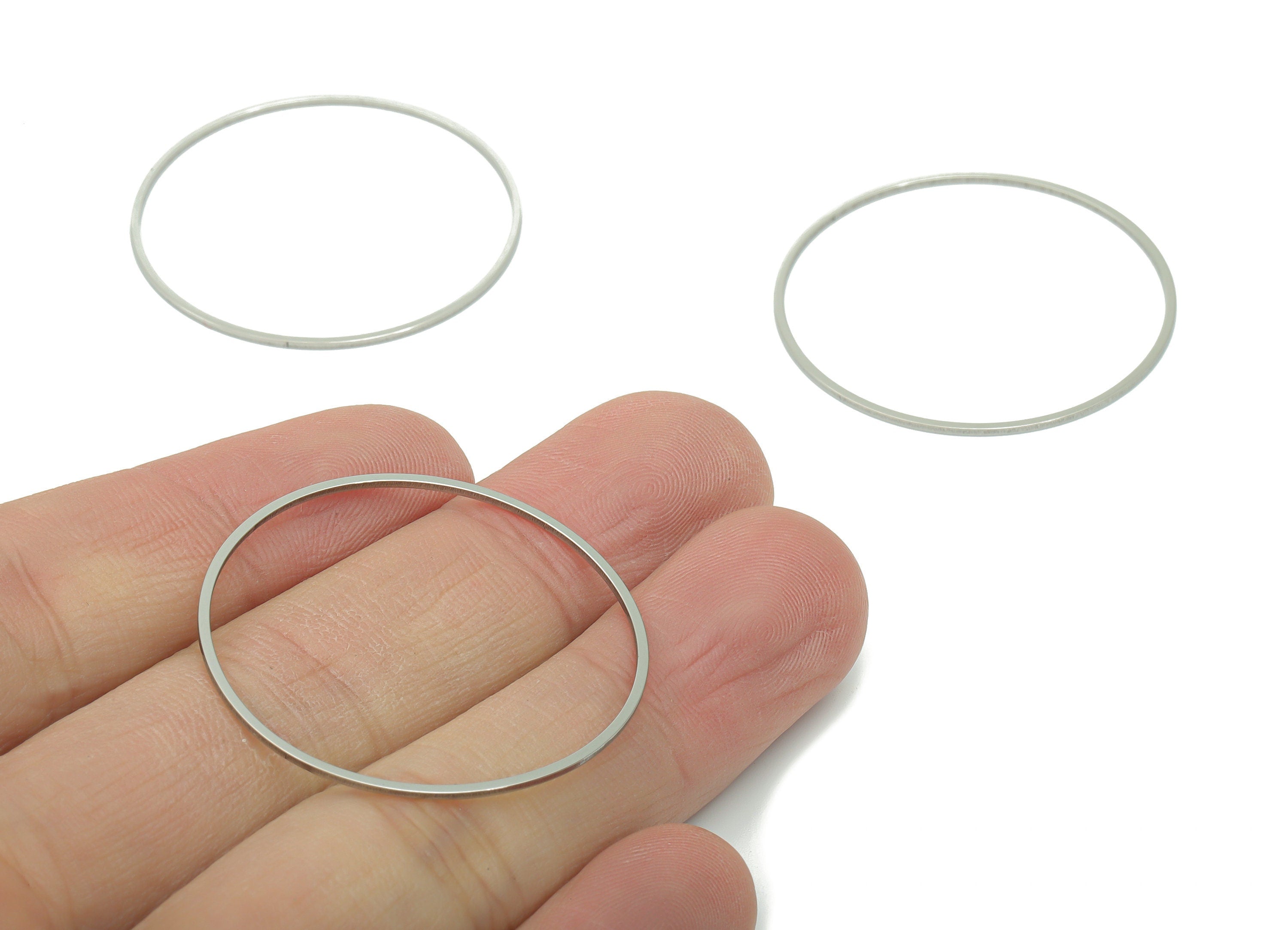 Stainless Steel 201 Round Hoop Connector - 35*0.8*0.8mm - Stainless Steel 201 Ring Links - Jewelry Supplies - 34.84x34.84x0.8mm - SS1368-35 - DOMEDBAZAAR