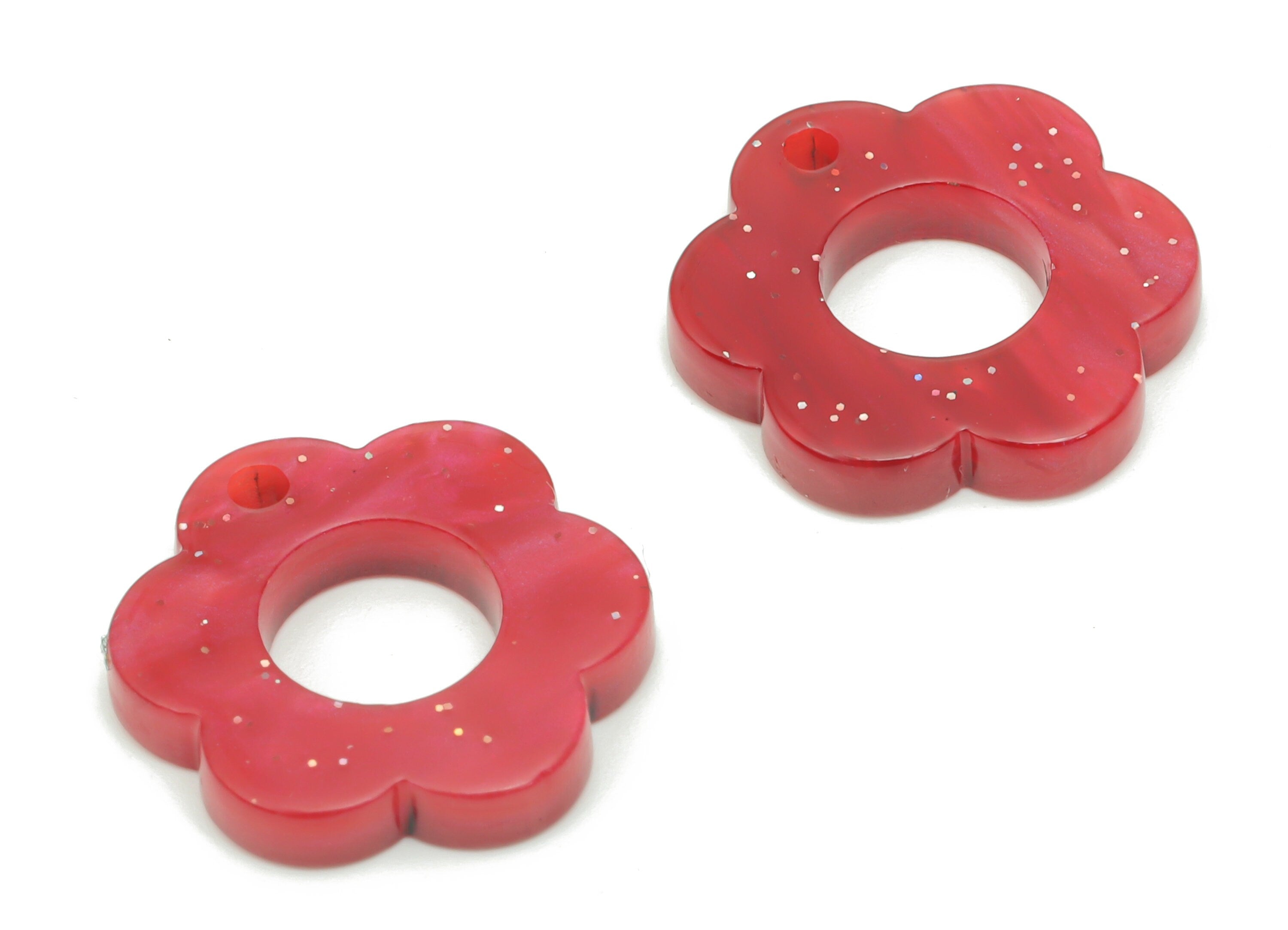 Acrylic Flower Earring Charms - Acrylic Flower Hoop Pendant - Jewelry Making Supplies - Color Code: A799 - 17.88x16.5x2.93mm - AC2399-A799 - DOMEDBAZAAR