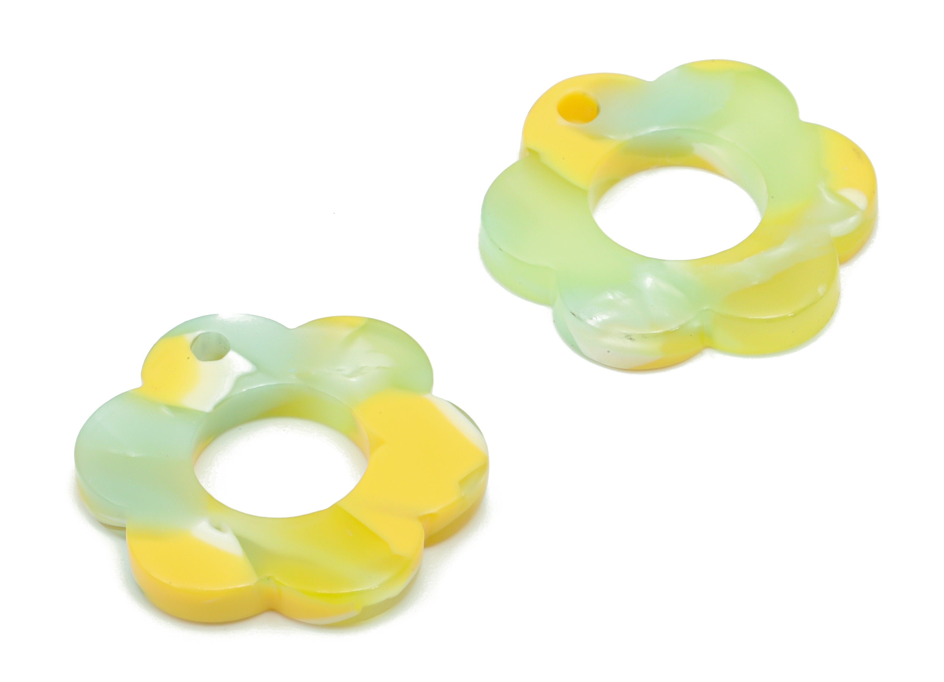 Acetate Flower Earring Charms - Acetate Flower Hoop Pendant - Jewelry Making Supplies - Color Code: A798 - 17.9x16.5x2.4mm - AC2399-A798 - DOMEDBAZAAR