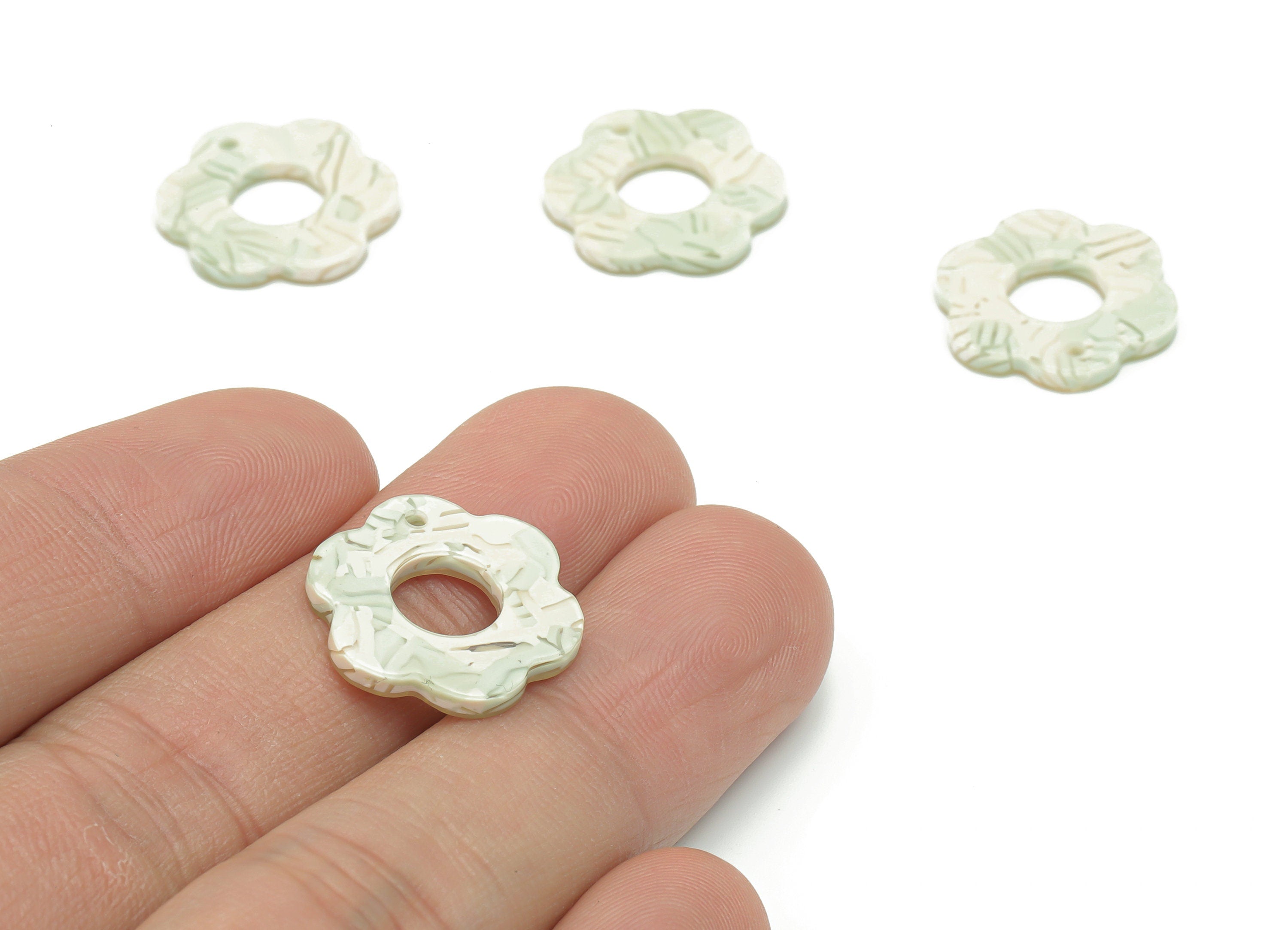 PVC Flower Earring Charms - PVC Flower Hoop Pendant - Jewelry Making Supplies - Color Code: A818 - 18.32x17x2.28mm - AC2399-A818 - DOMEDBAZAAR