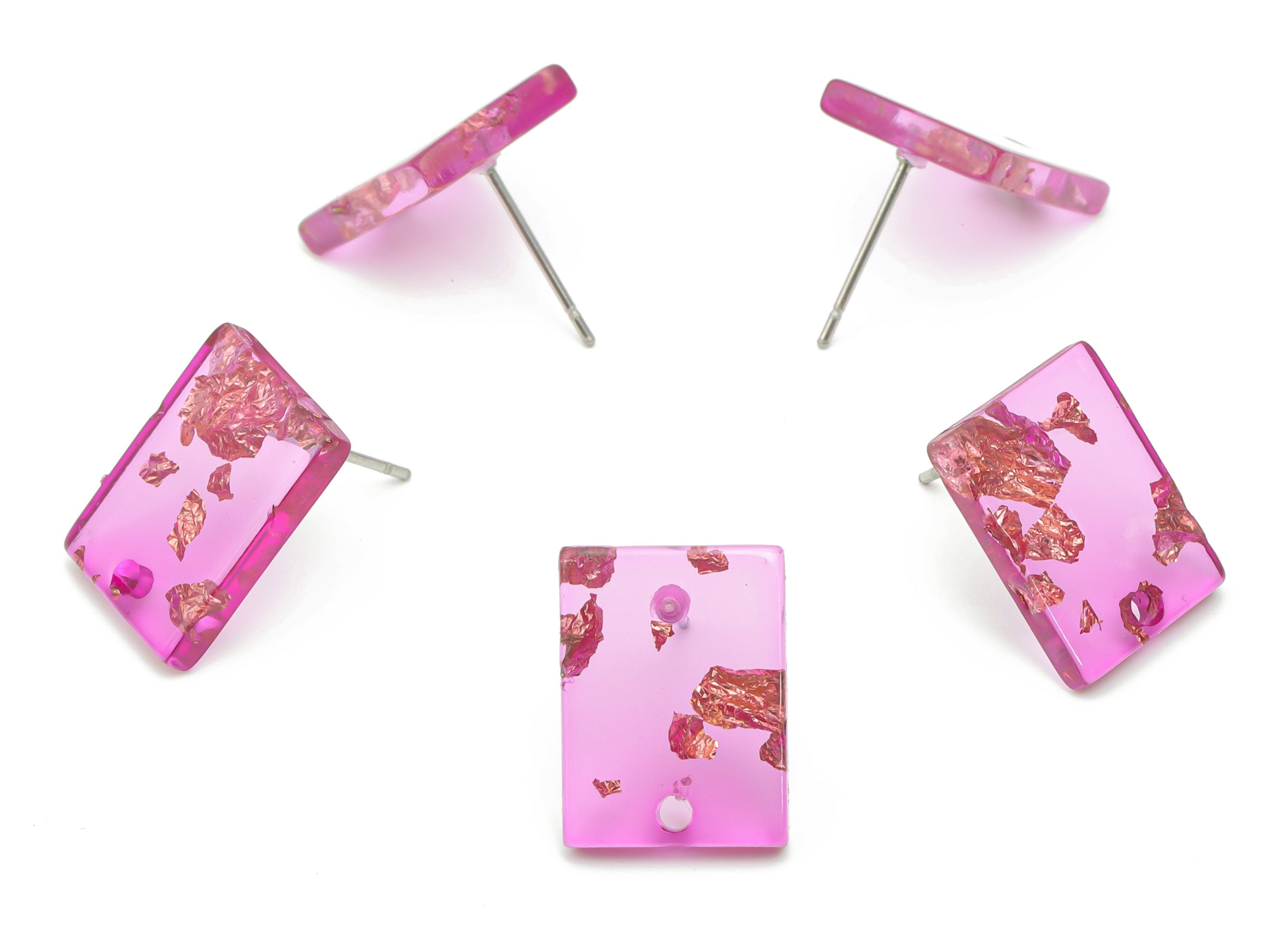 Acetate Rectangle Earring Stud - Rectangle Earring Post - Surgical Stud - Jewelry Supplies - Color Code: A443 - 15.53x12x2.5mm - AC1663-A443 - DOMEDBAZAAR
