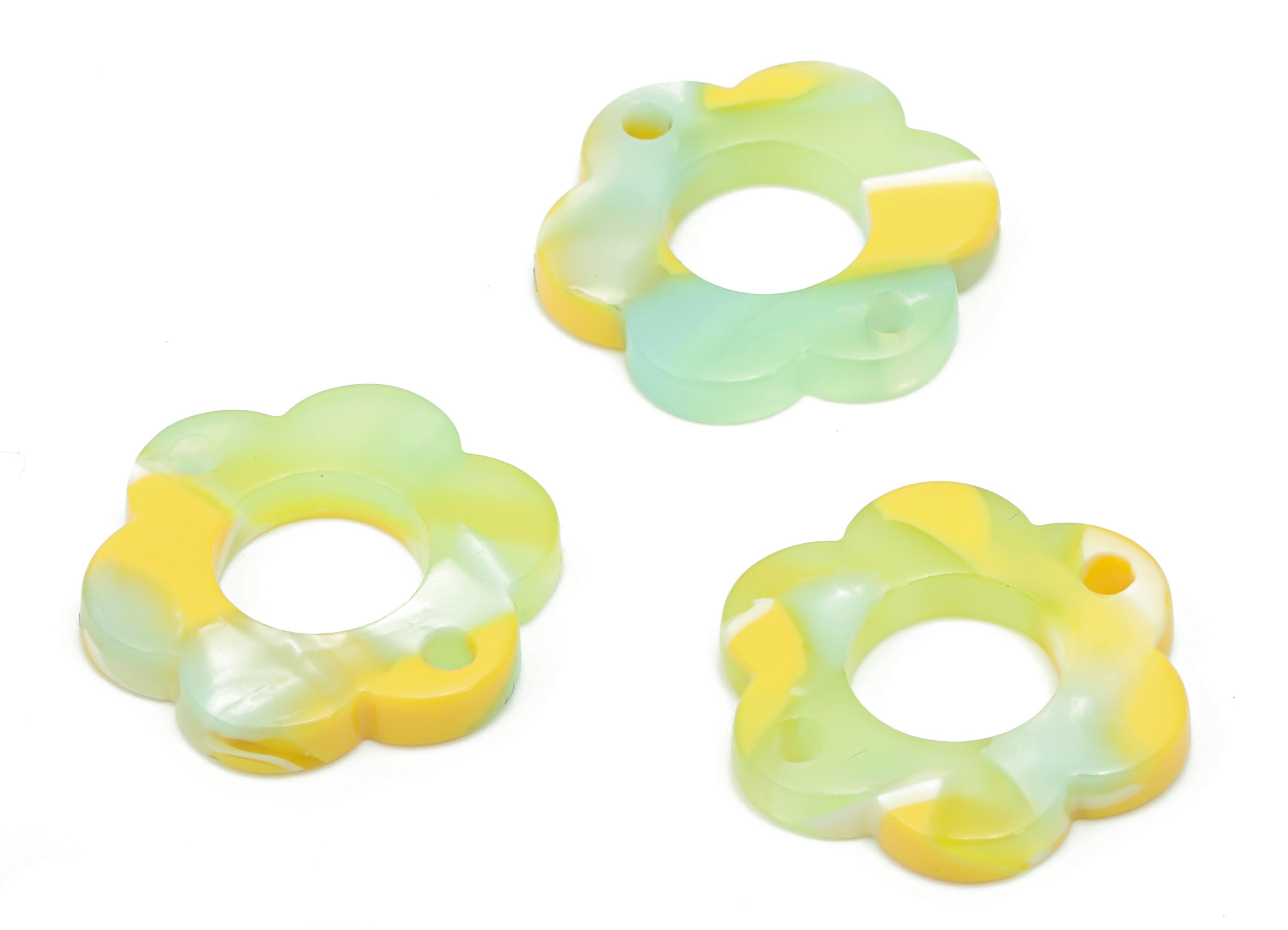 Acrylic Flower Earring Connectors - Acrylic Flower Hoop Pendant - Jewelry Supplies - Color Code: A798 - 17.88x16.5x2.93mm - AC2399-A798-A - DOMEDBAZAAR