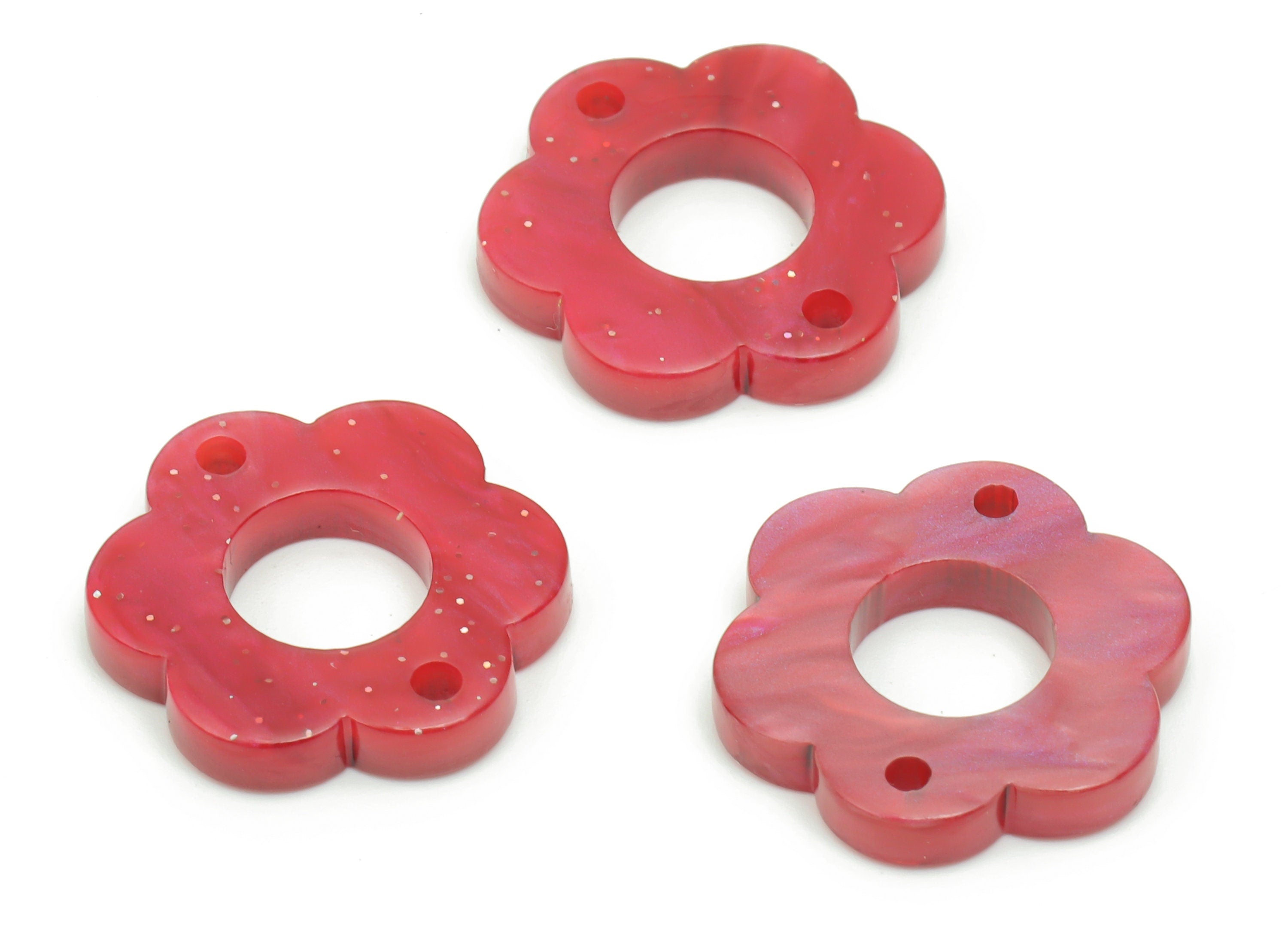 Acrylic Flower Earring Connectors - Acrylic Flower Hoop Pendant - Jewelry Supplies - Color Code: A799 - 17.88x16.5x2.93mm - AC2399-A799-A - DOMEDBAZAAR
