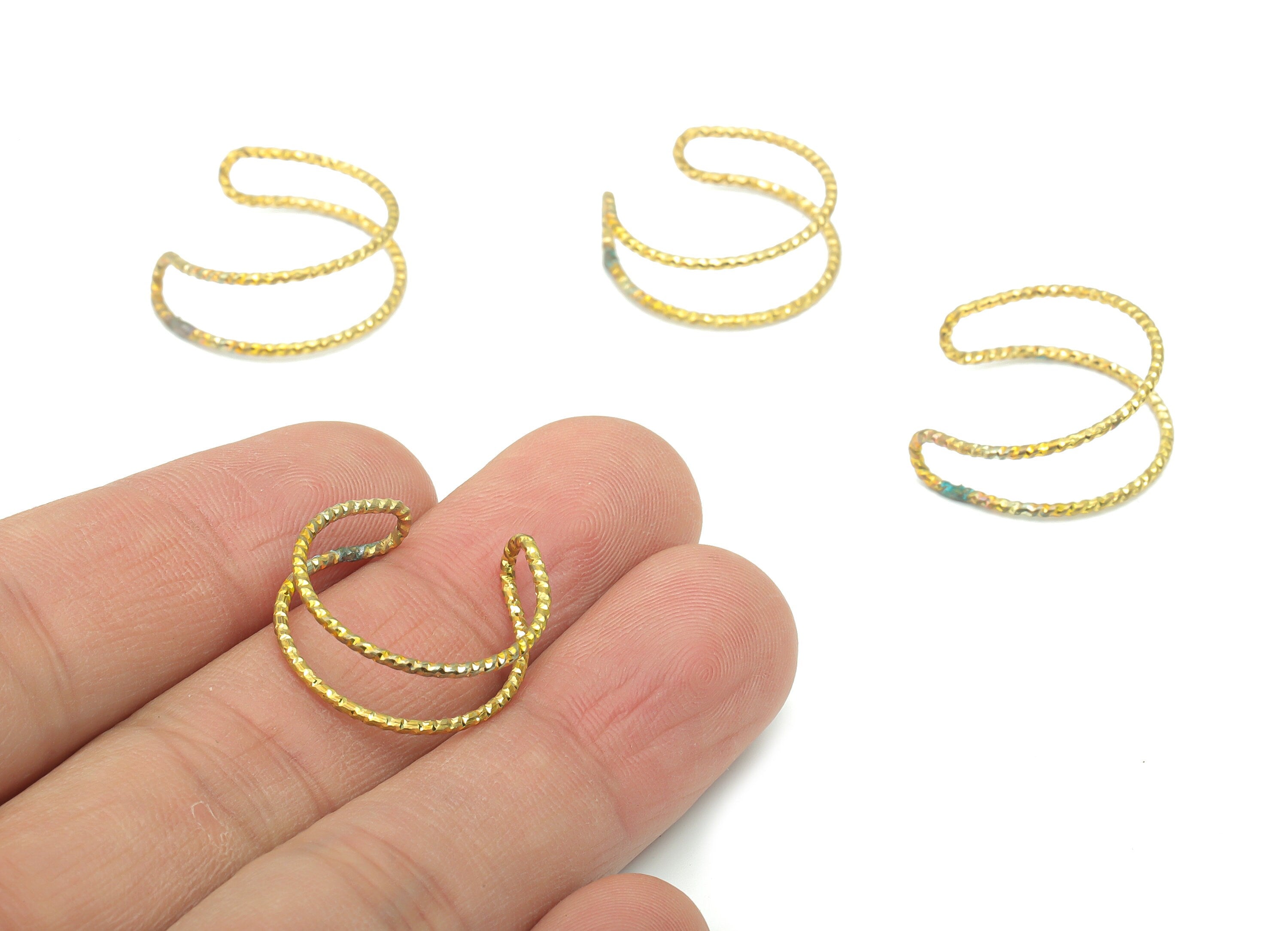 Raw Brass Texture Ear Cuff - Brass Cuff Earrings - Cartilage Ear Cuff - No Piercing Ear Cuff - Jewelry Supplies - 22x20.51x1.23mm - PP5181 - DOMEDBAZAAR