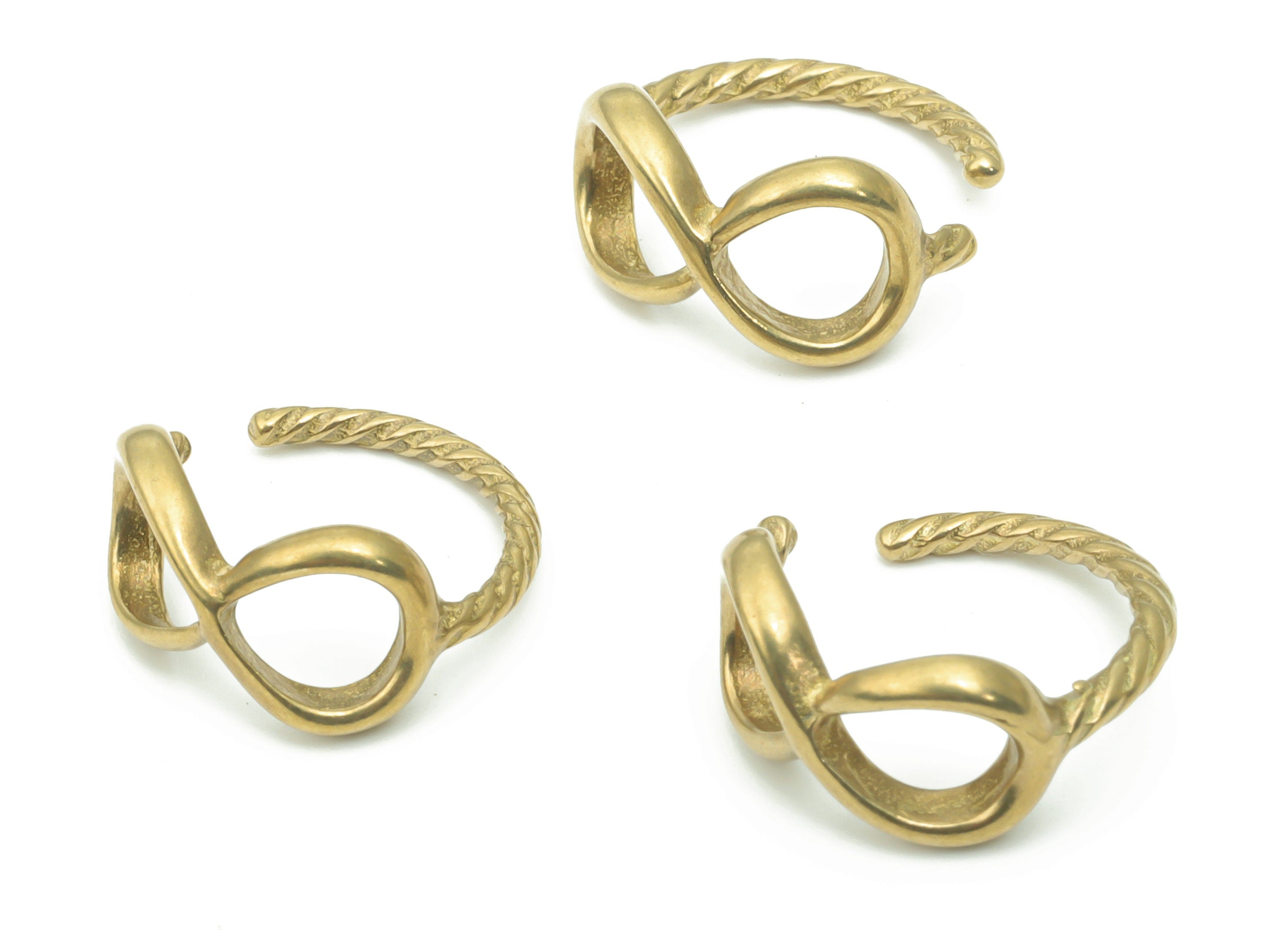 Raw Brass Infinity Eyes Ear Cuff - Brass Cuff Earrings - Cartilage EarCuff - No Piercing EarCuff - Jewelry Supplies - 14x13.7x1.9mm - PP5184 - DOMEDBAZAAR