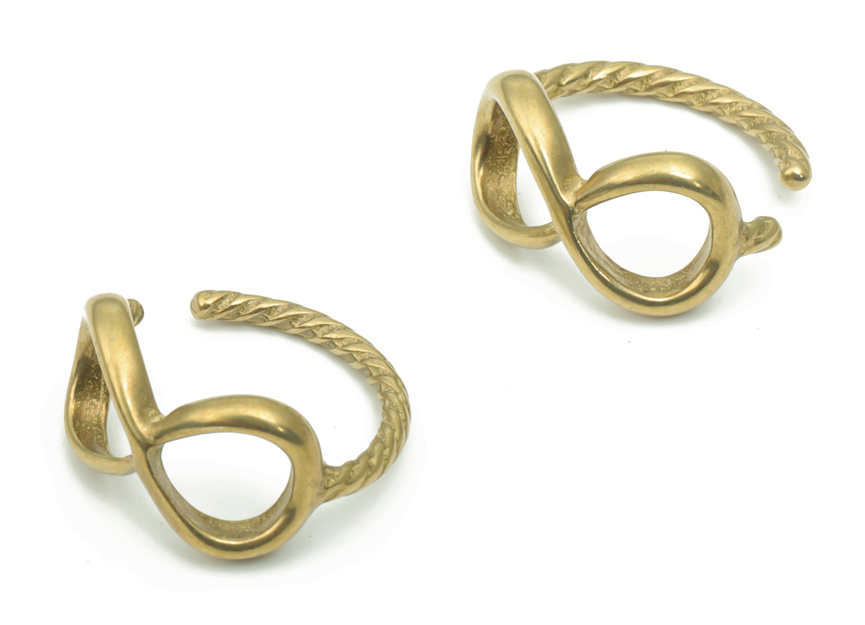 Raw Brass Infinity Eyes Ear Cuff - Brass Cuff Earrings - Cartilage EarCuff - No Piercing EarCuff - Jewelry Supplies - 14x13.7x1.9mm - PP5184 - DOMEDBAZAAR