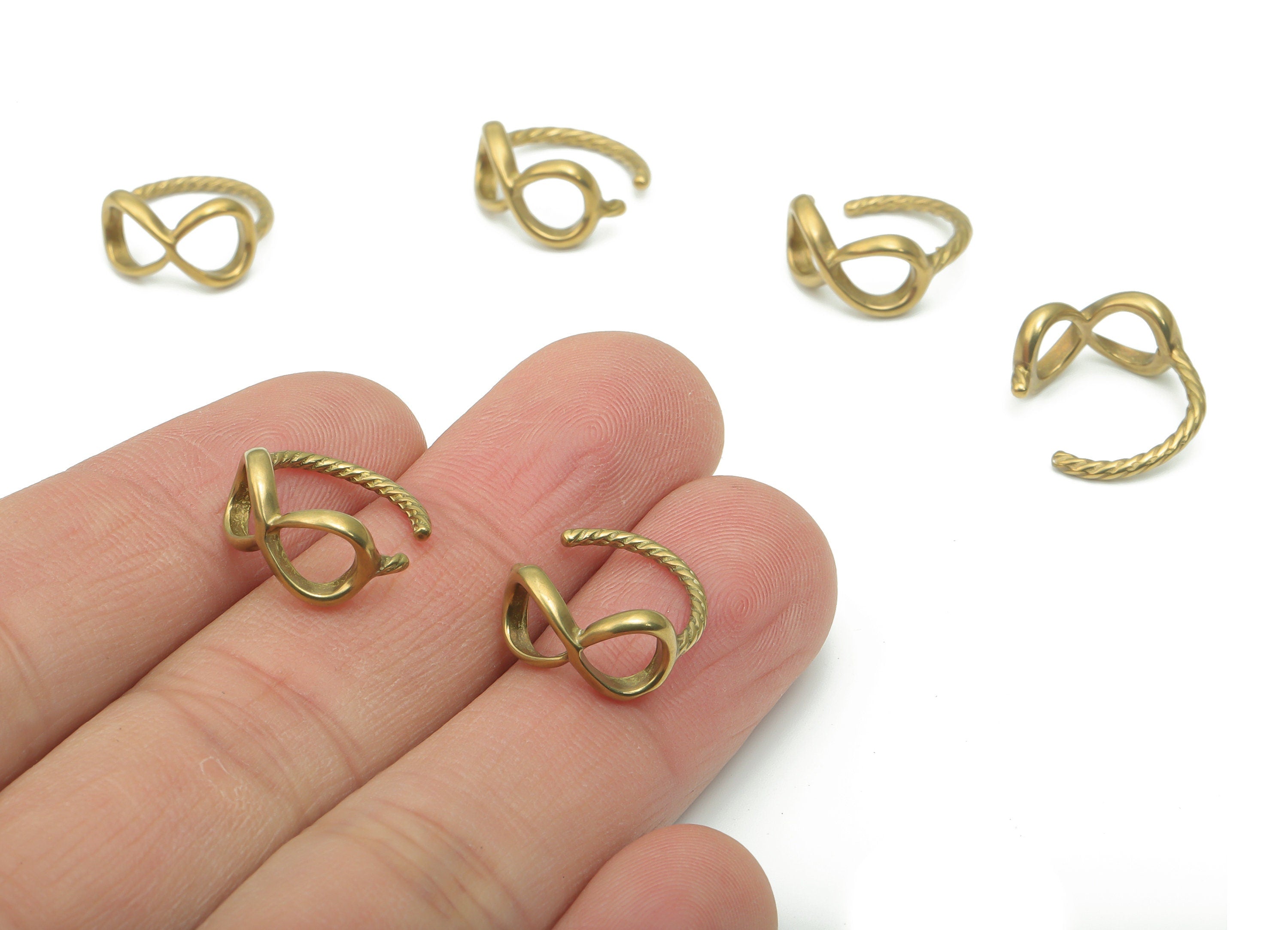 Raw Brass Infinity Eyes Ear Cuff - Brass Cuff Earrings - Cartilage EarCuff - No Piercing EarCuff - Jewelry Supplies - 14x13.7x1.9mm - PP5184 - DOMEDBAZAAR