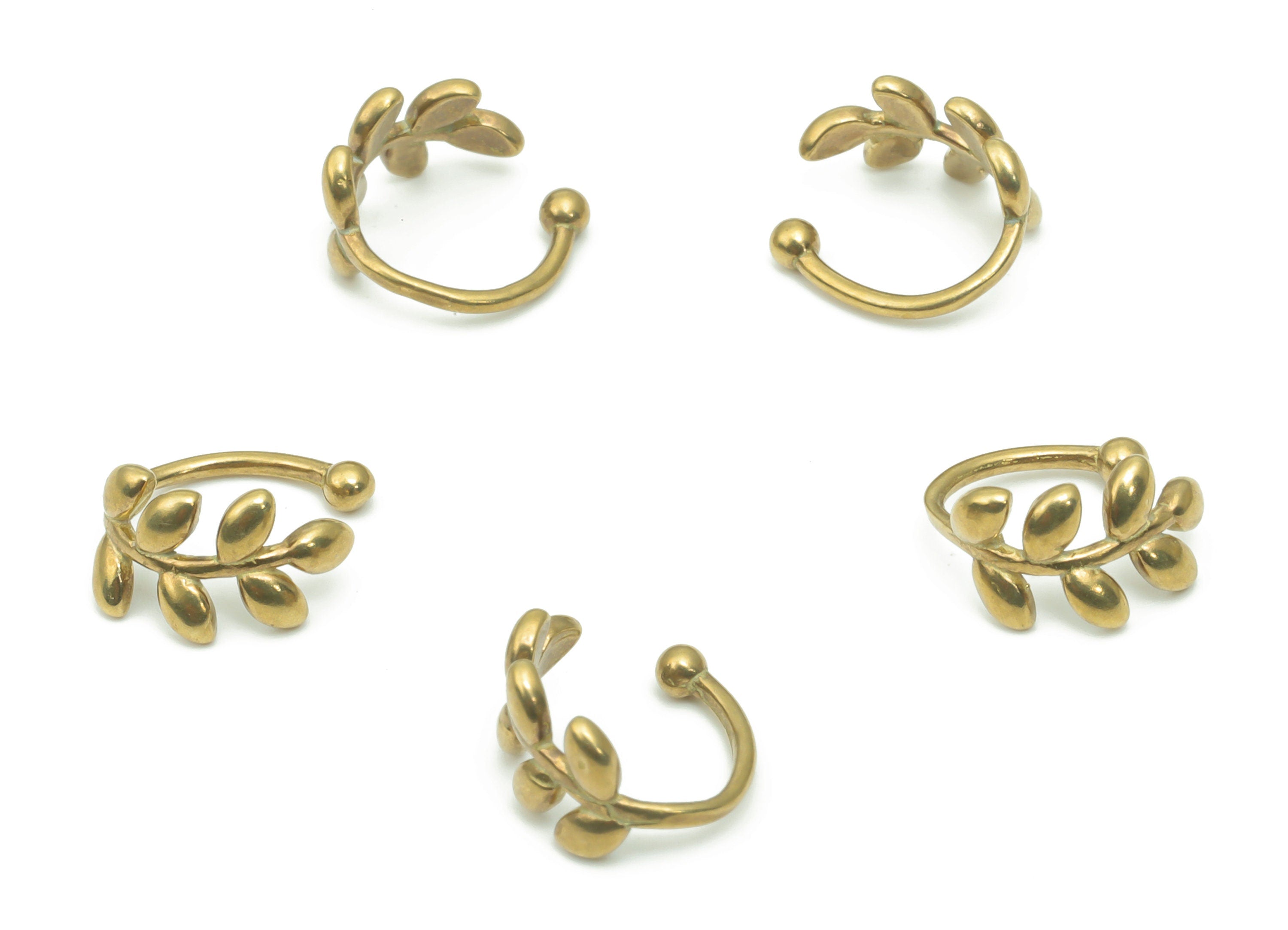 Raw Brass Leaf Ear Cuff - Brass Cuff Earrings - Cartilage Ear Cuff - No Piercing Ear Cuff - Jewelry Supplies - 10.56x8.67x1.32mm - PP5182 - DOMEDBAZAAR