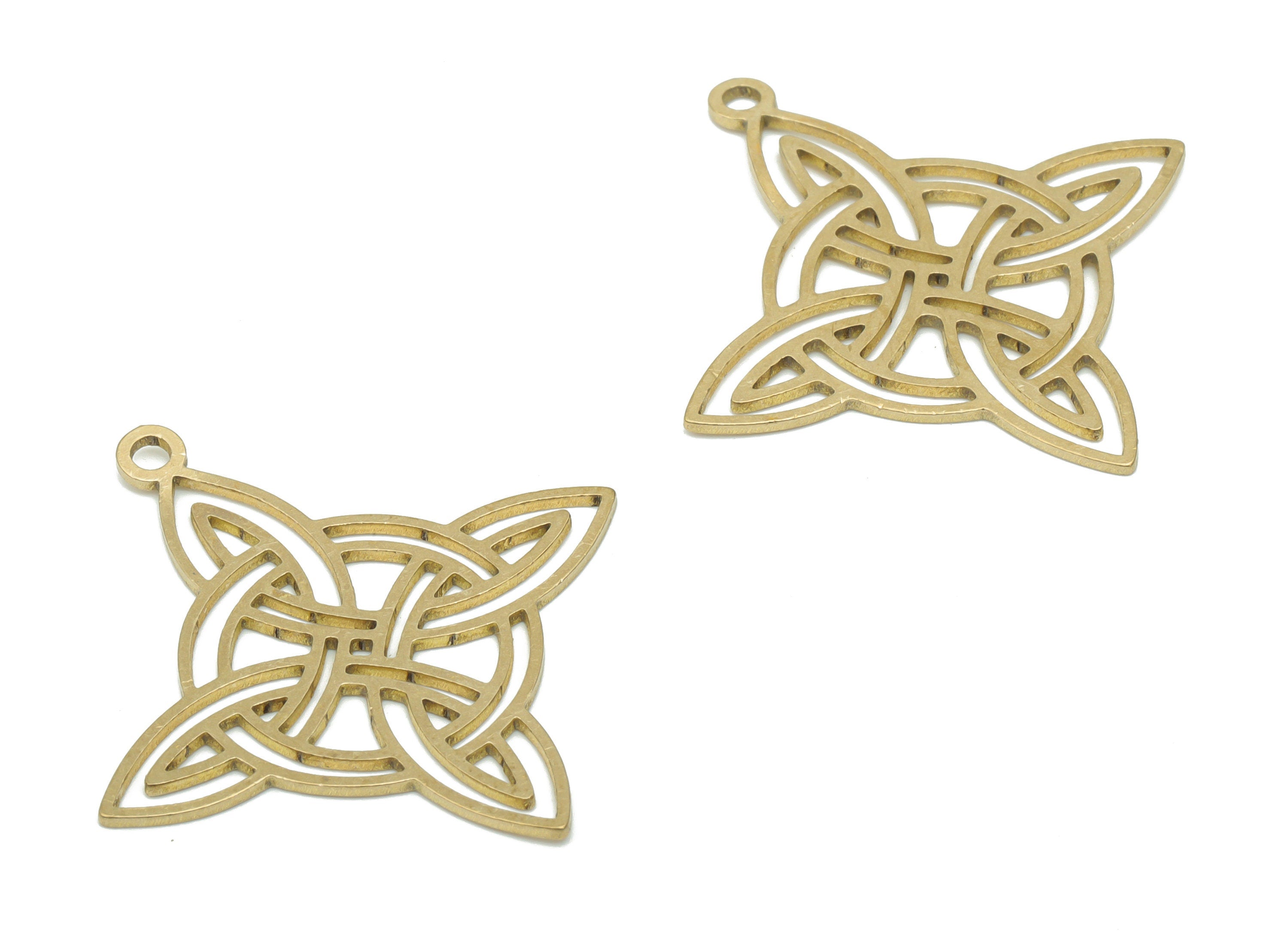 Brass Planet Round Earring Charms - Raw Brass Marquises Flower Star Circle Pendant - DIY Jewelry Making Supplies - 34.77x32x0.78mm - PPA2774 - DOMEDBAZAAR