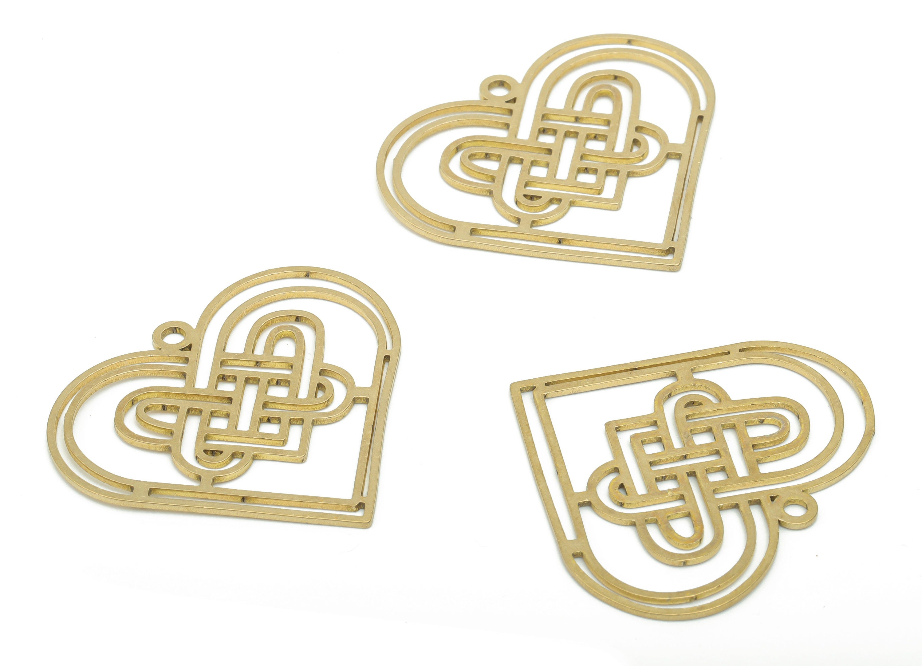 Brass Heart Knot Earring Charms - Raw Brass Knot Heart Pendant - DIY Jewelry Making Supplies - 34.66x30.6x0.76mm - PPA2786 - DOMEDBAZAAR