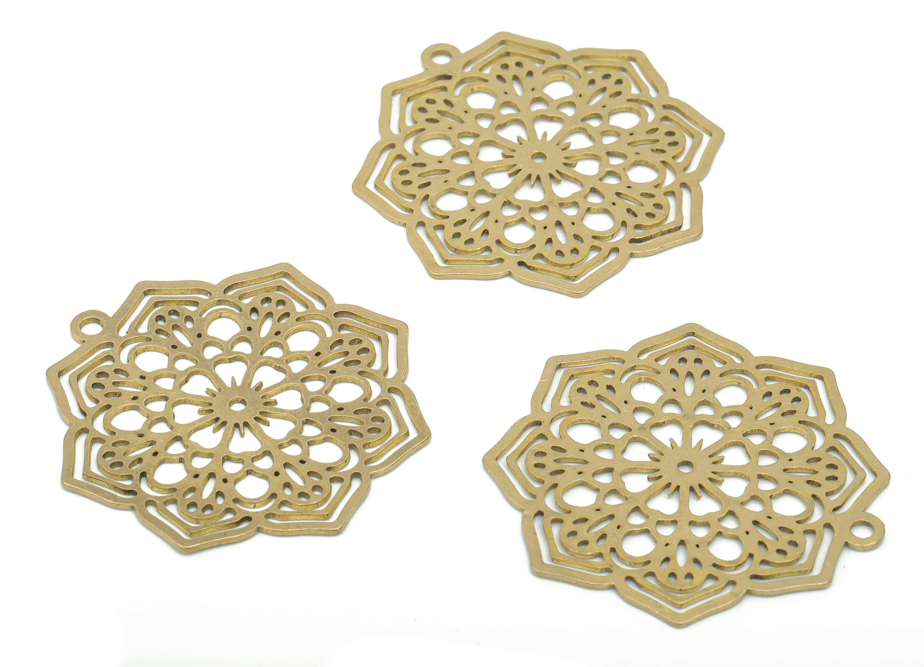 Brass Bubble Flower Sun Earring Charms - Raw Brass Sun Flower Pendant - DIY Jewelry Making Supplies - 34.22x32.22x0.63mm - PPA2910 - DOMEDBAZAAR