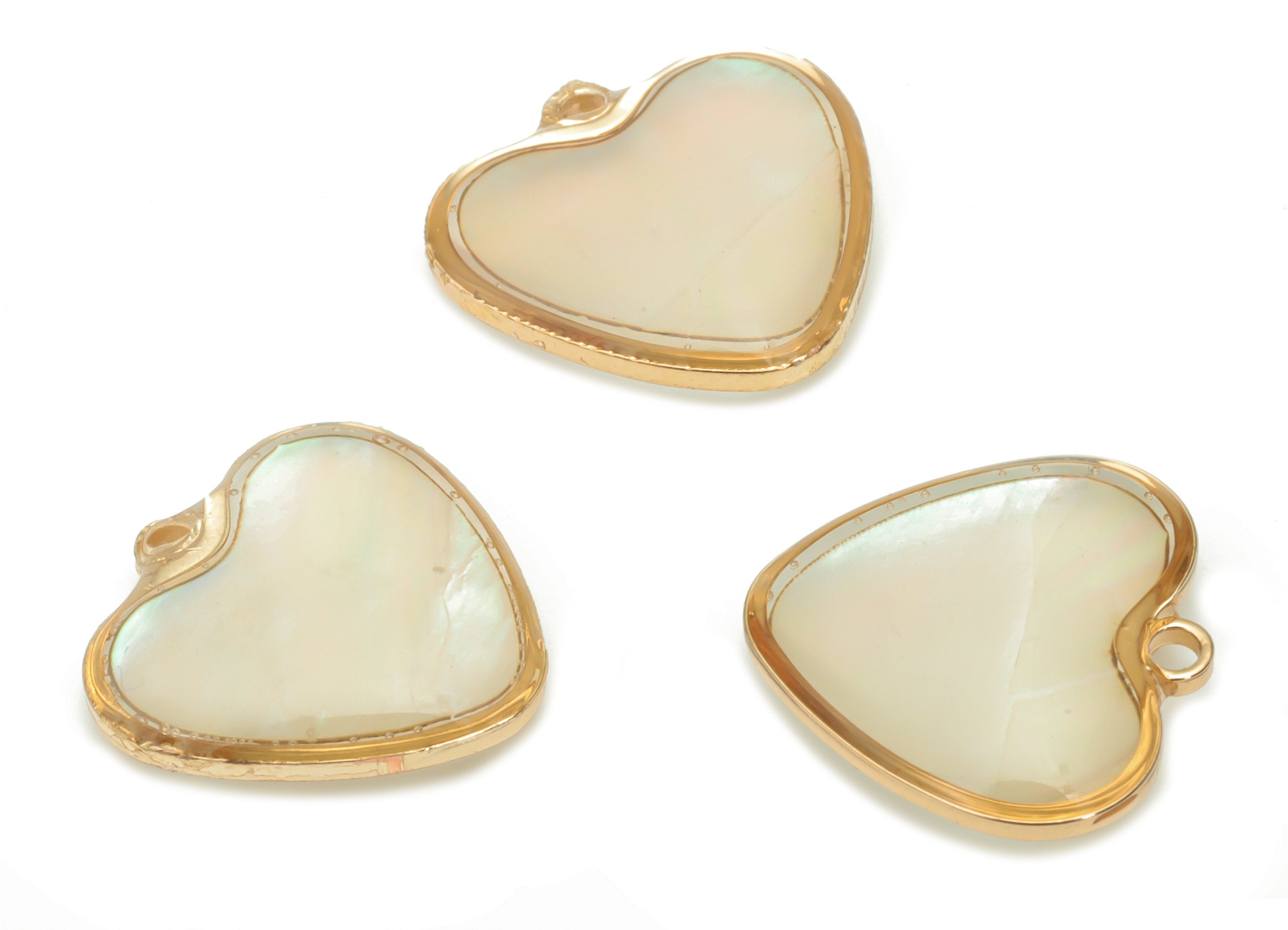 Shell Heart Earring Charms - Shell Heart Pendant - Gold Tone Plated Brass - Jewelry Making Supplies - 15.2x14.98x3.9mm - SF1133A - DOMEDBAZAAR
