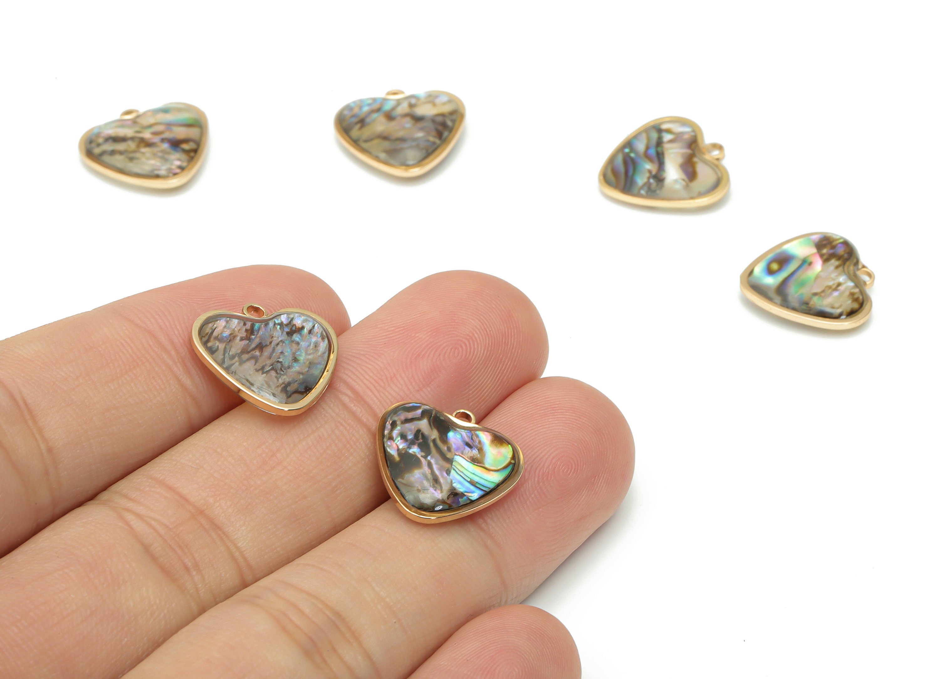Shell Heart Earring Charms - Shell Heart Pendant - Gold Tone Plated Brass - Jewelry Making Supplies - 15.2x14.98x3.9mm - SF1133B - DOMEDBAZAAR