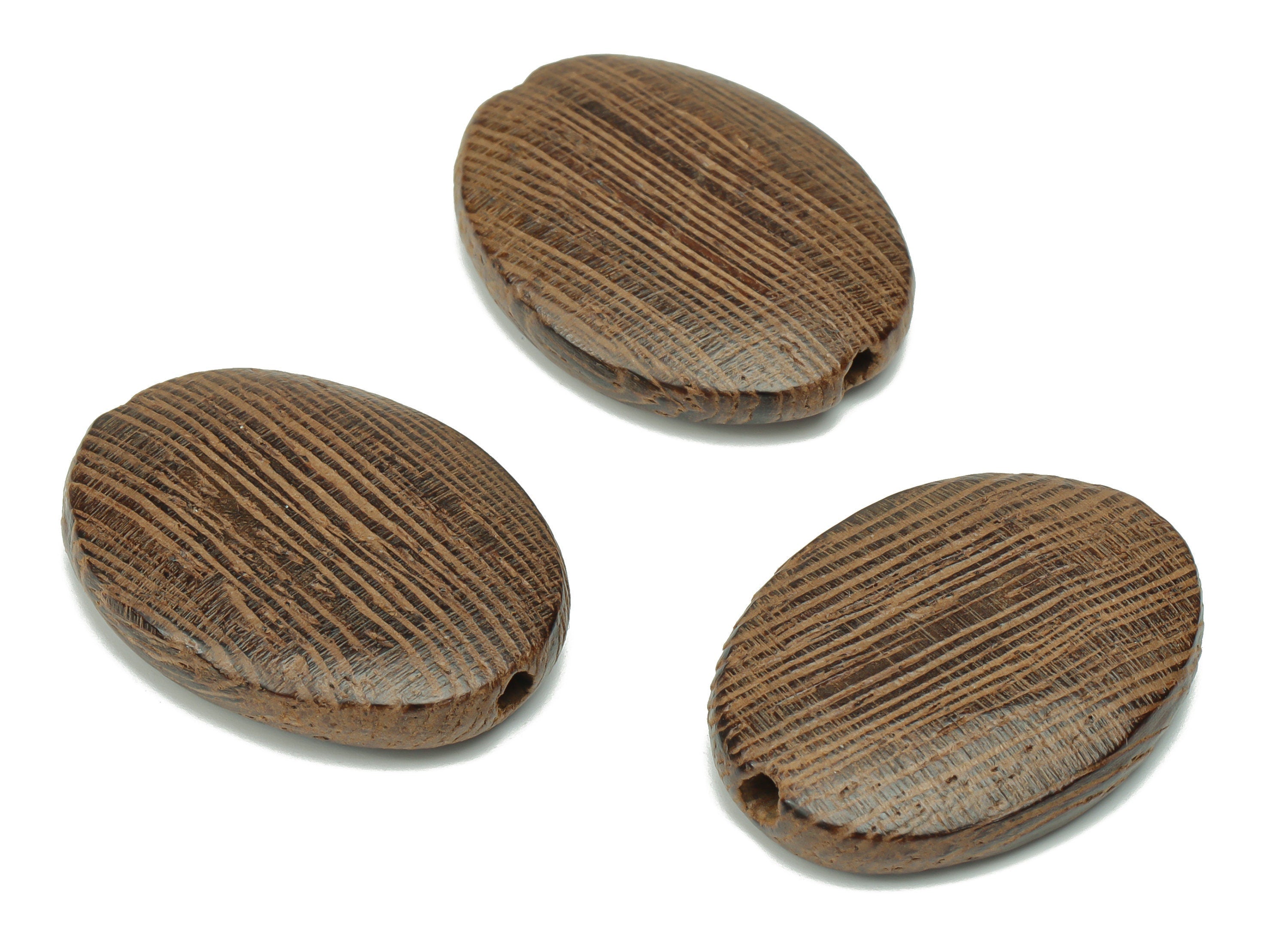 Wenge Wood Oval Earring Connector - Wenge Wood Oval Charms and Beads - DIY Jewelry Making Supplies - 26.41x19.84x5.28mm - BB1199 - DOMEDBAZAAR