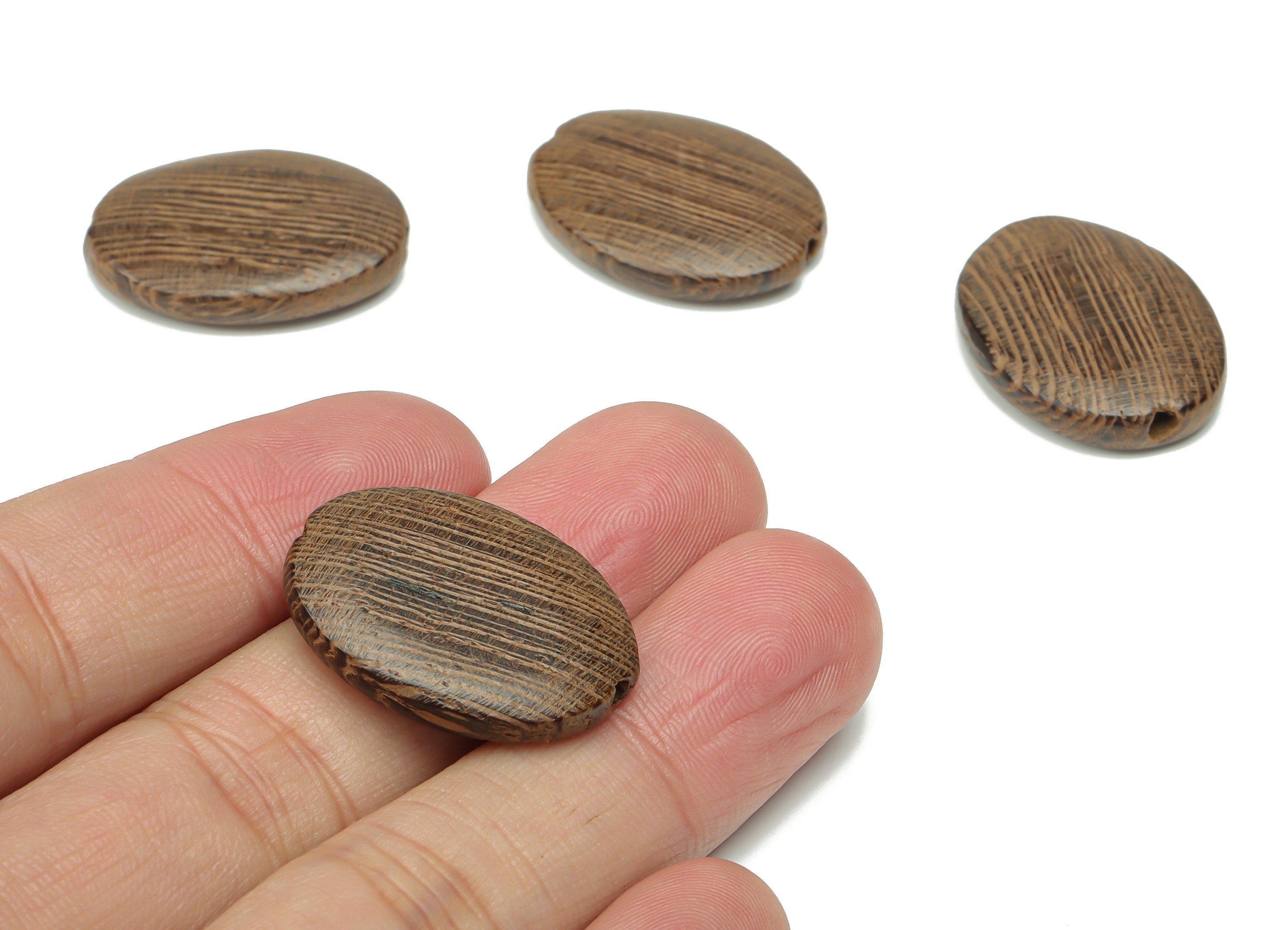Wenge Wood Oval Earring Connector - Wenge Wood Oval Charms and Beads - DIY Jewelry Making Supplies - 26.41x19.84x5.28mm - BB1199 - DOMEDBAZAAR